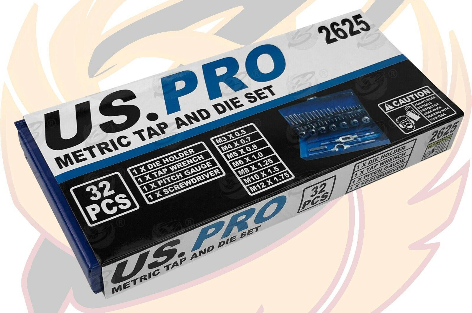 US Pro 32 Piece Metric Tap & Die Set M3 - M12  2625