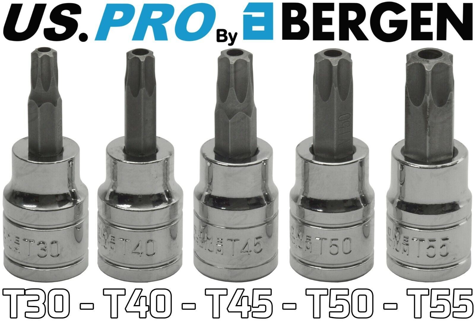 US Pro Tamper Proof Torx Bit Socket Set 3/8" Security Torx Star Sockets T10-T55 ( 2099 )  2099