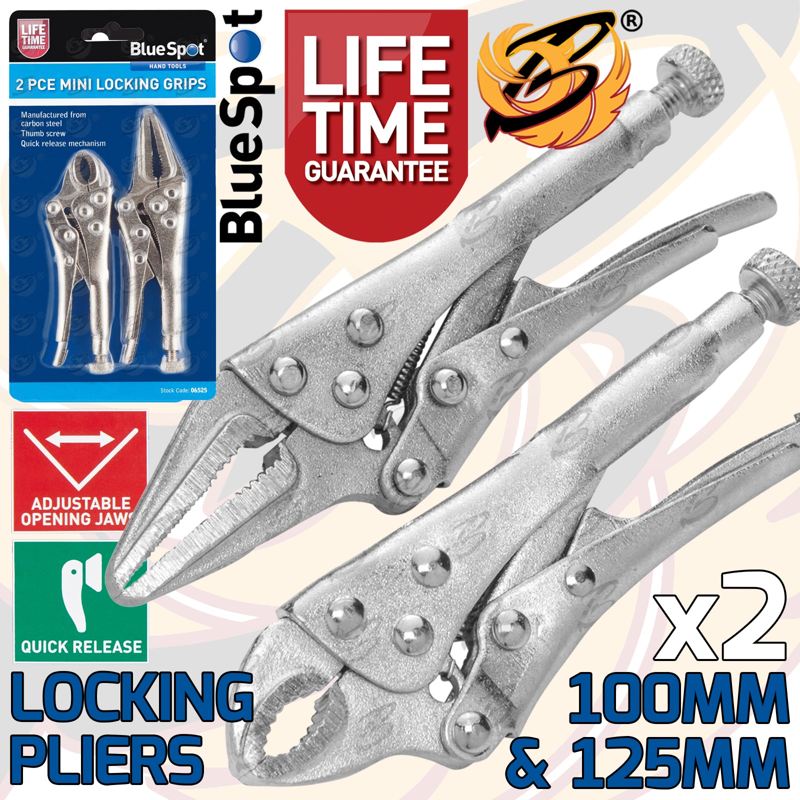 BLUESPOT 2 PCE 100MM & 125MM (4" & 5") MINI LOCKING PLIER SET