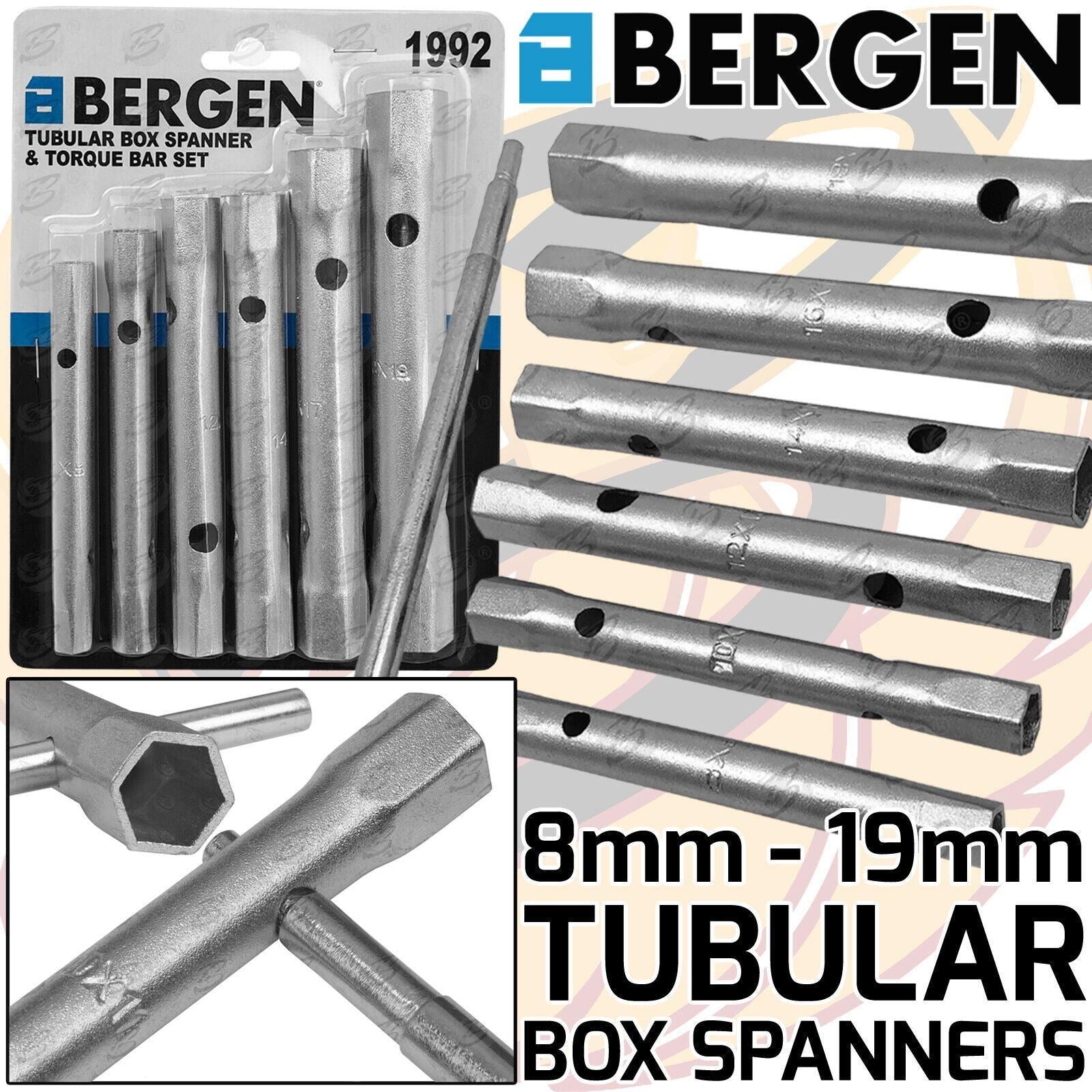 US Pro 6 Piece Tubular Box Spanners 8mm - 19mm 3515