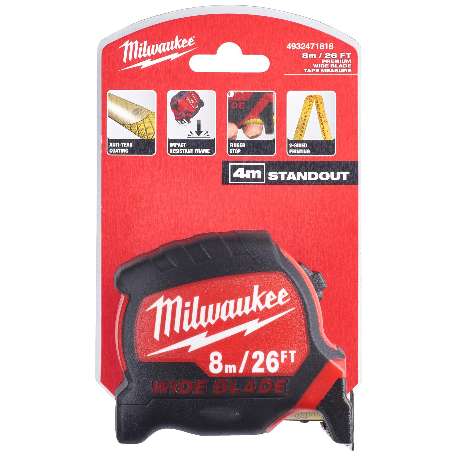 MILWAUKEE 8m ( 26ft ) 33mm Extra Wide Nylon Blade Premium Tape Measure