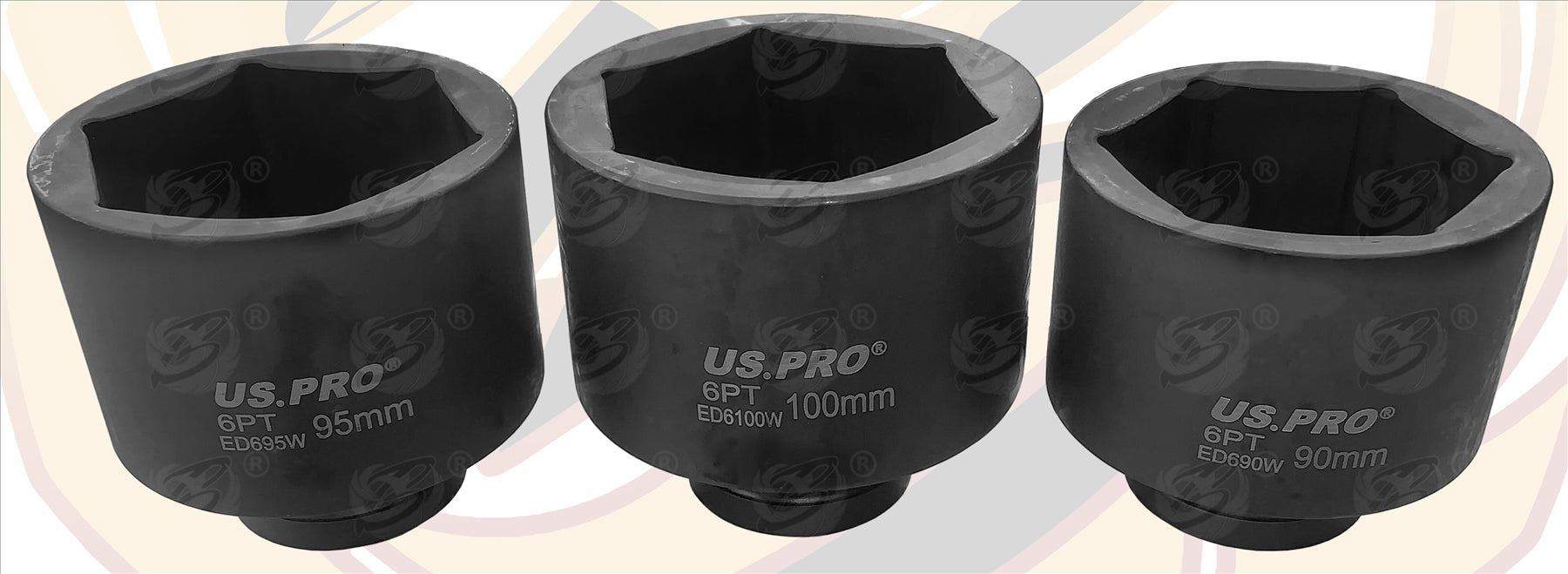 US PRO 6PCS 1" DRIVE 6 POINT JUMBO IMPACT SOCKETS ( 70MM - 80MM - 85MM - 90MM - 95MM - 100MM )
