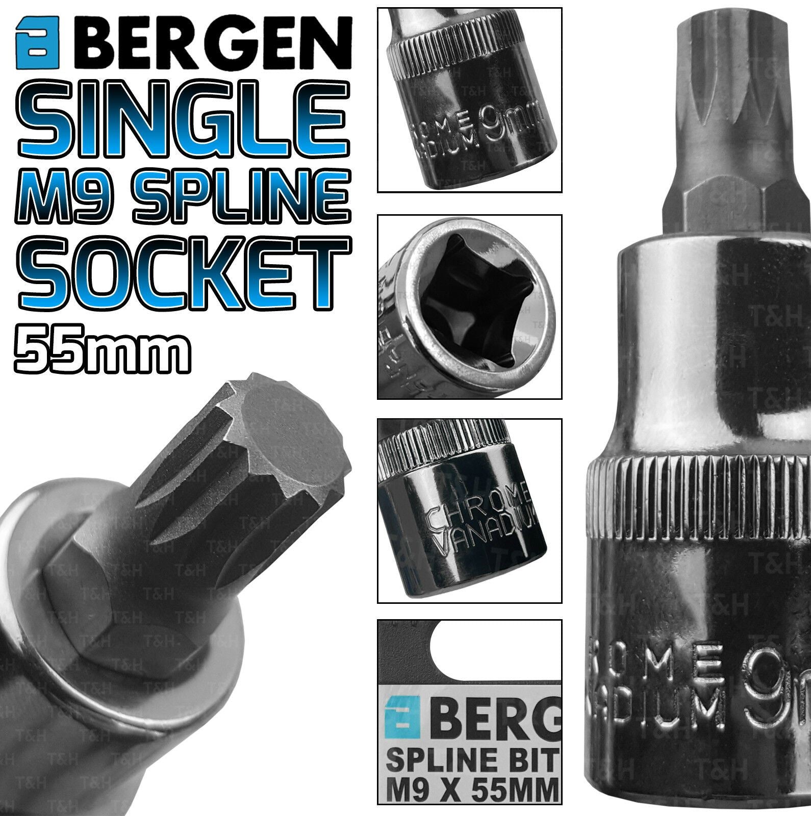 US PRO M9 1/2" DRIVE 55MM LONG SPLINE BIT SOCKET ( SINGLE )