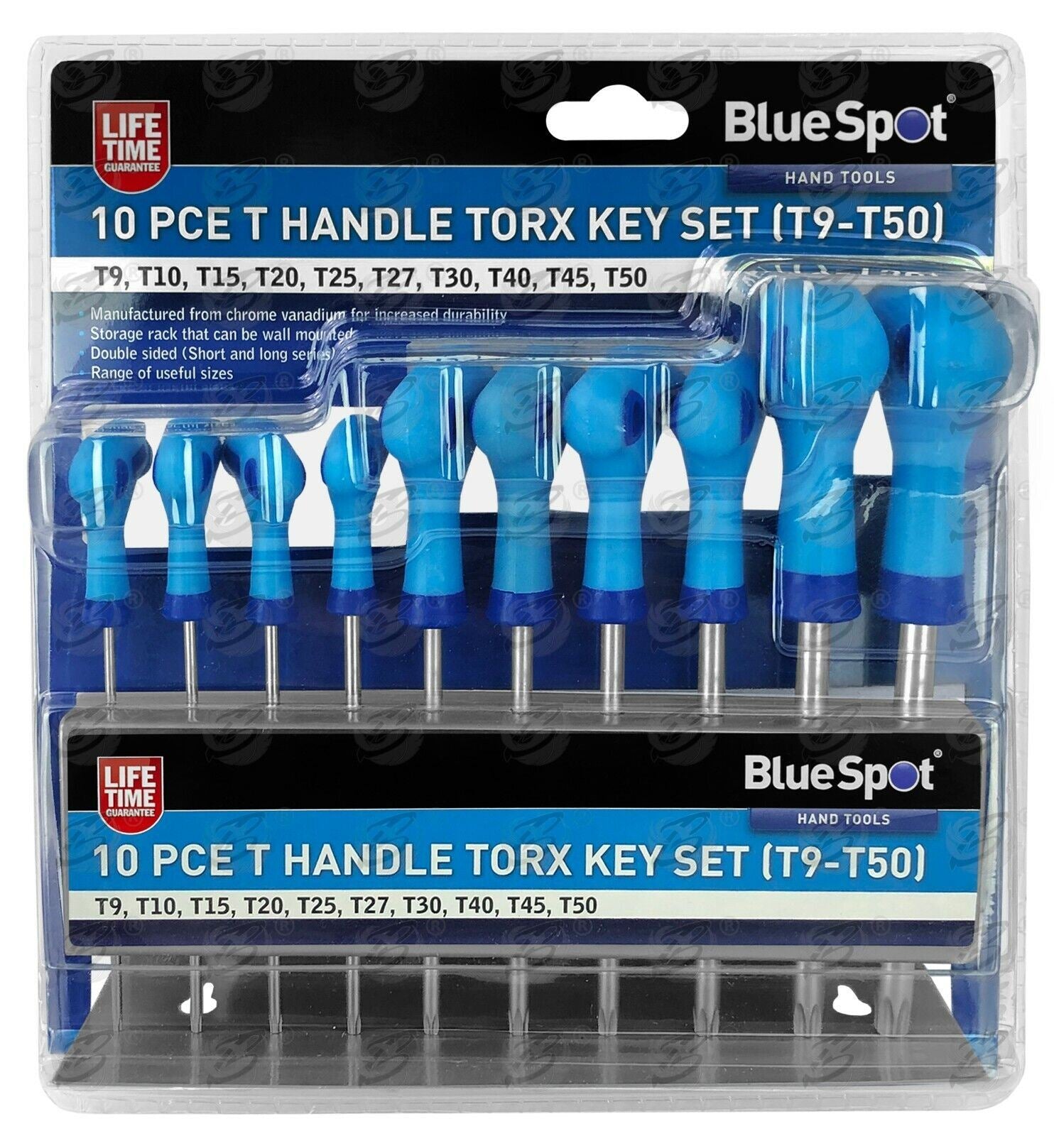 BlueSpot 10 Piece T Handle Torx Key Set T9 - T50 12184 (TORX)