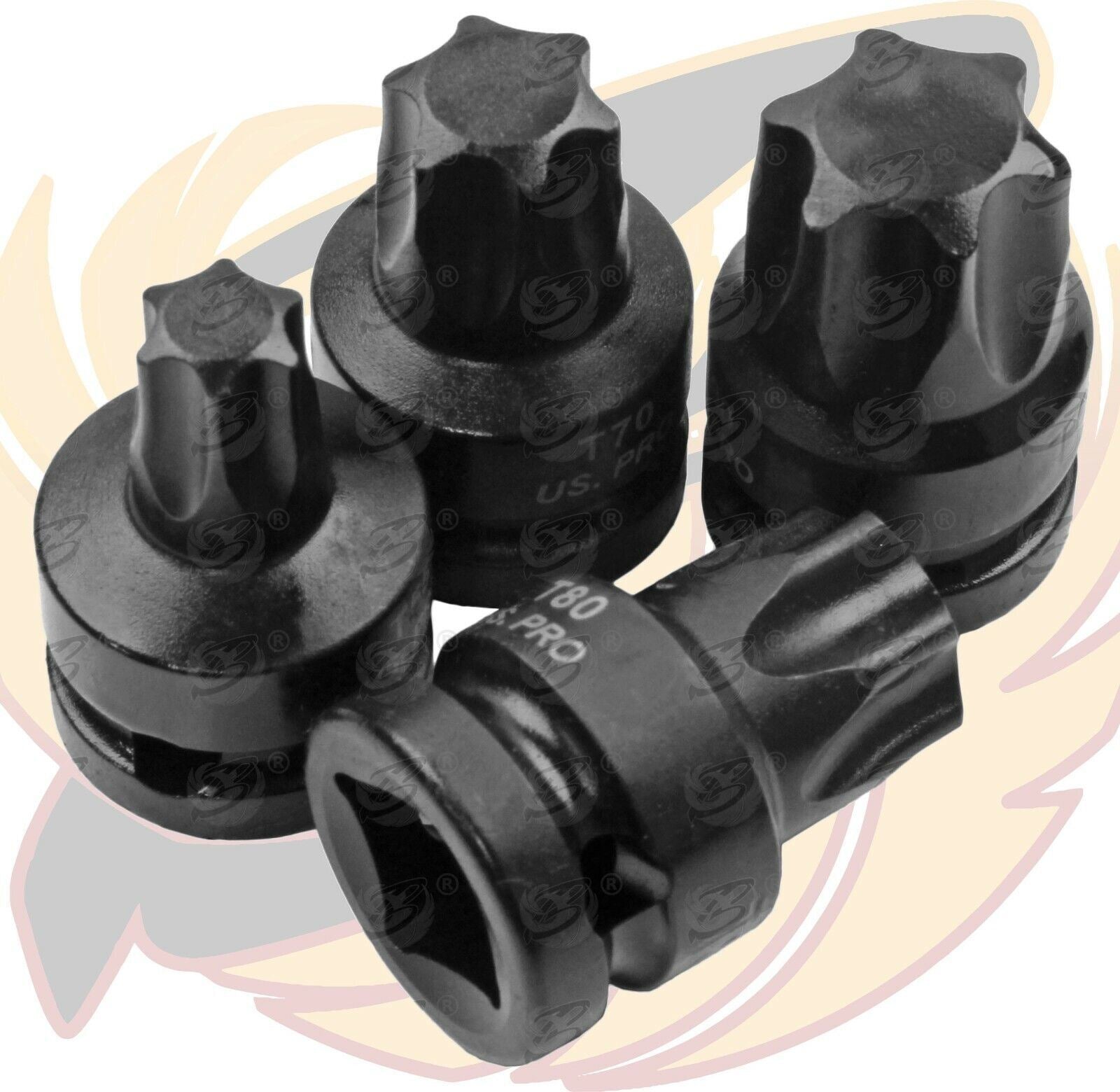 US PRO INDUSTRIAL 6PCS 1/2" DRIVE IMPACT TORX BIT SOCKETS T55 - T100