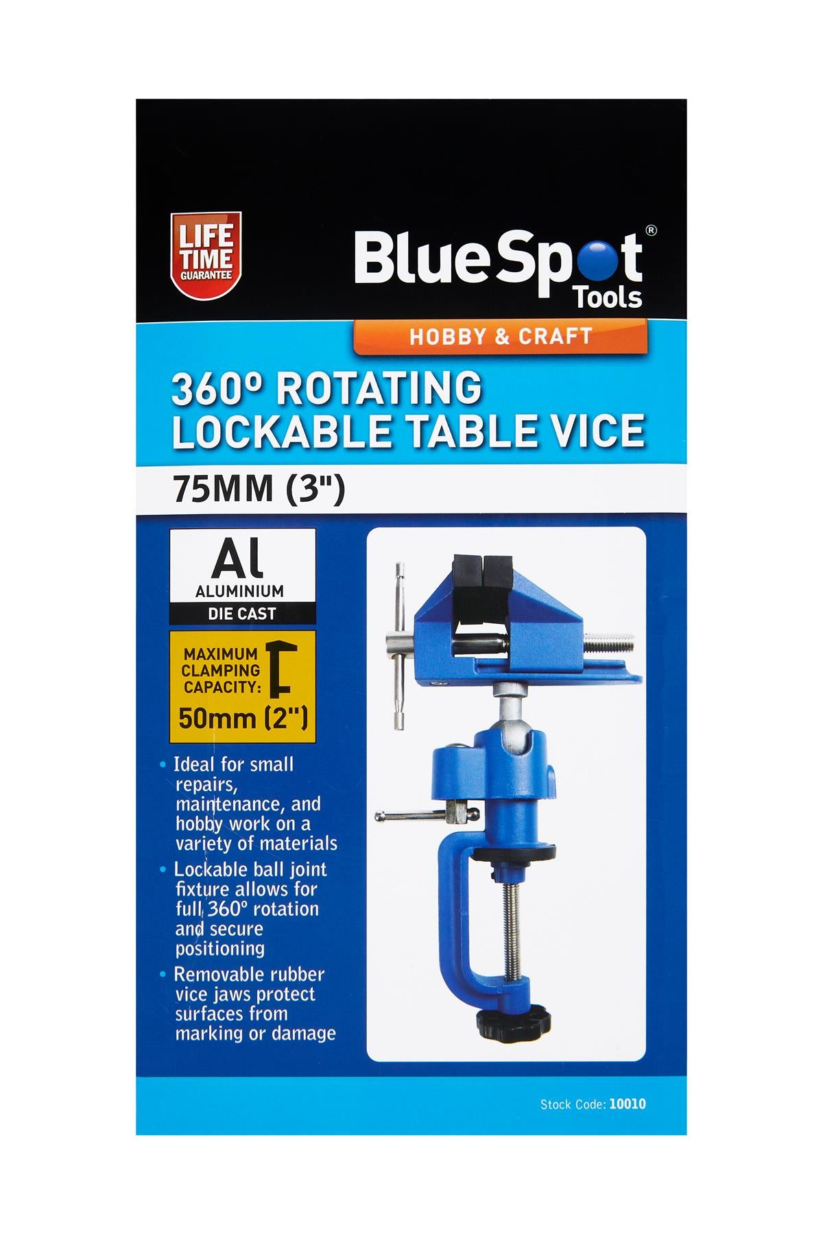 BlueSpot 75mm (3") 360º Rotating Lockable Table Vice  10010