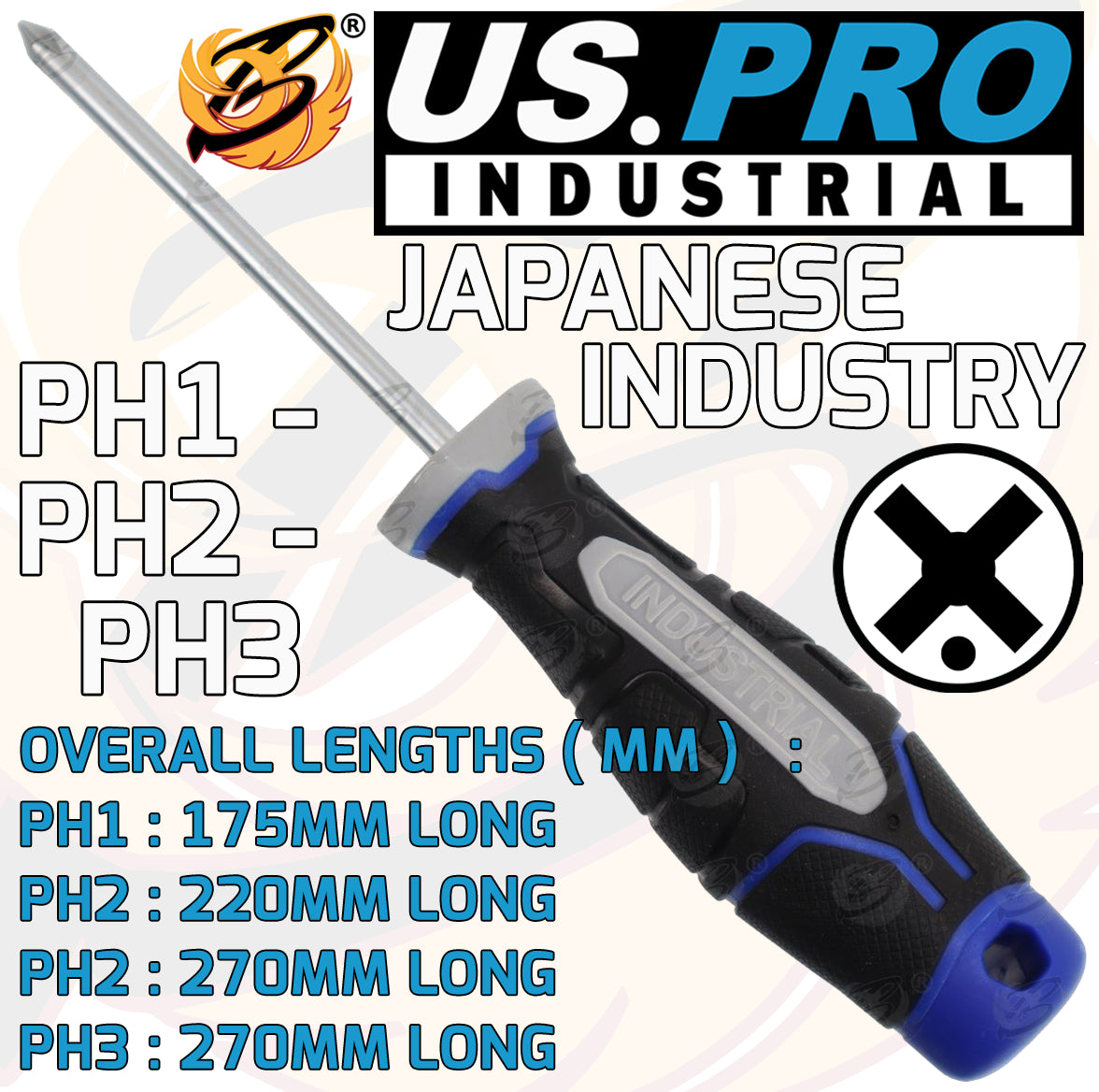US PRO INDUSTRIAL 4PCS JIS ( JAPANESE INDUSTRIAL SCREWDRIVERS )