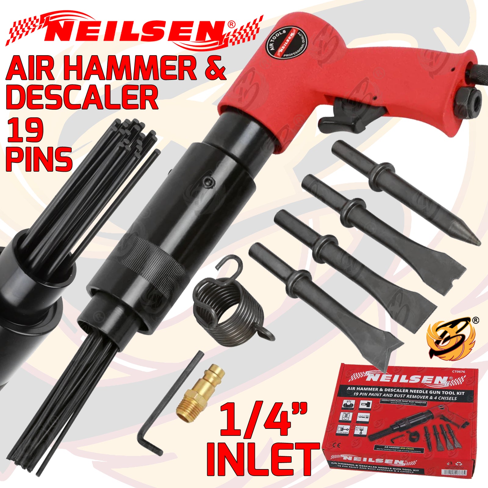 NEILSEN AIR HAMMER & DESCALER NEEDLE GUN TOOL KIT