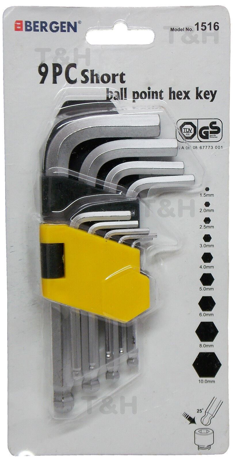 US Pro 9 Piece Stubby Ball End Hex Key Set H1.5 - H10 2083