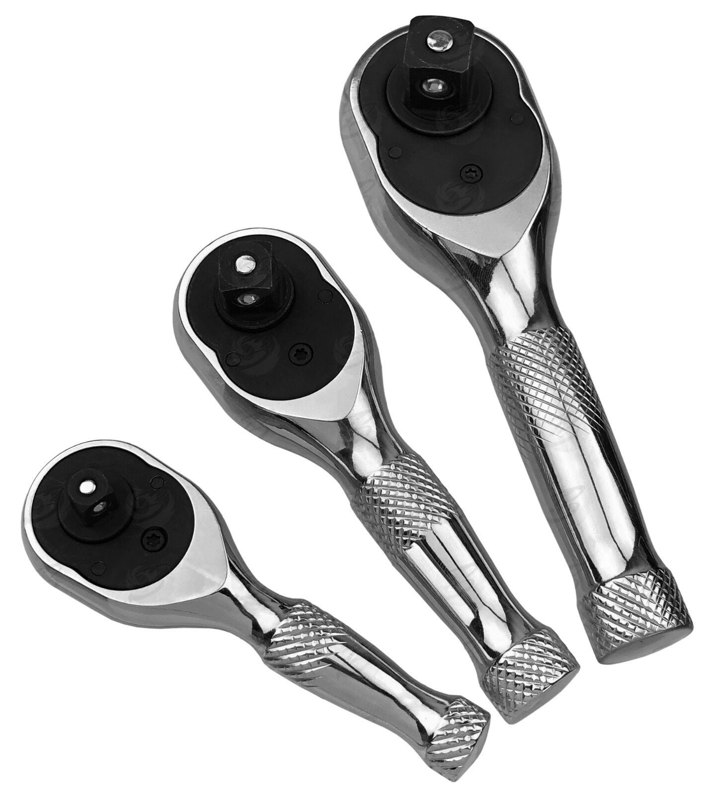 US Pro 3 Piece Stubby Ratchet Handle Set 1/4" & 3/8" & 1/2" Drive 4129