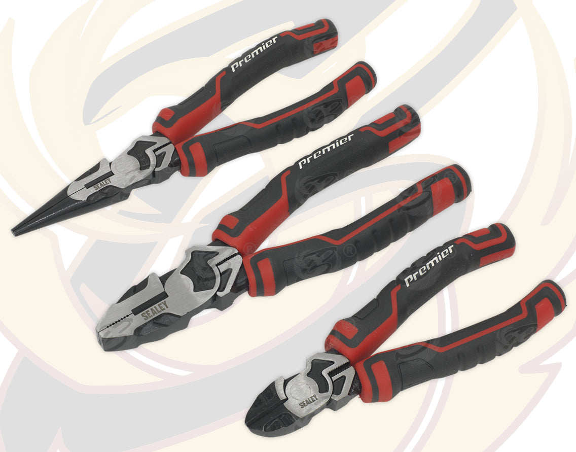 SEALEY 3PCS HIGH LEVERAGE PLIER SET ( COMBI - CUTTERS - LONG NOSE )