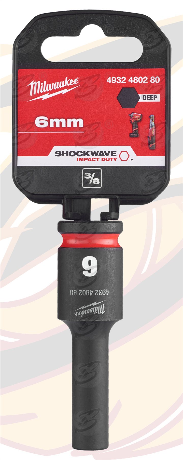 MILWAUKEE 6MM 3/8" DRIVE 6 POINT DEEP IMPACT SOCKET ( SINGLE )