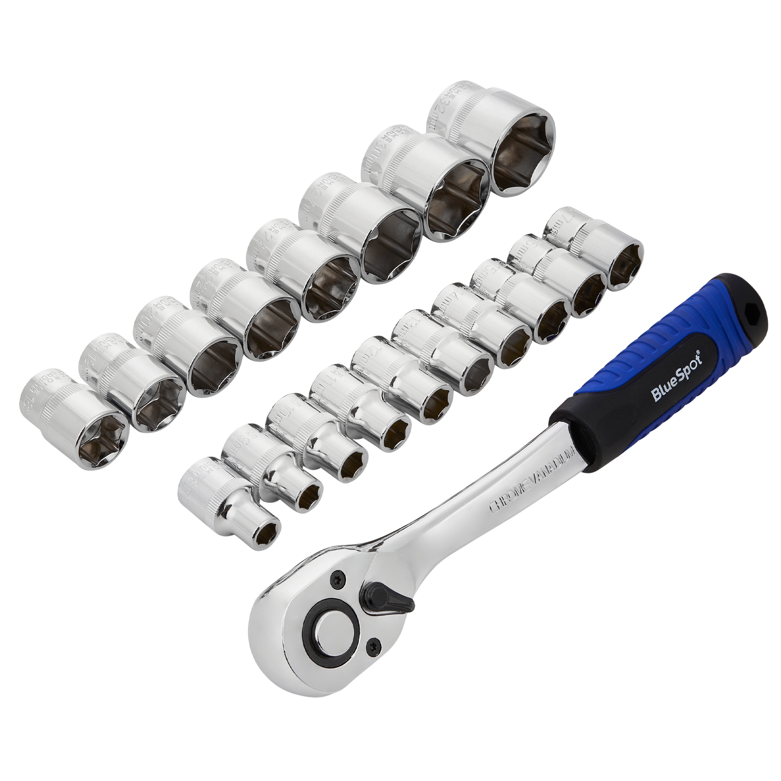 BLUESPOT 19 PCE 1/2" DRIVE METRIC SOCKET SET (8-32MM)