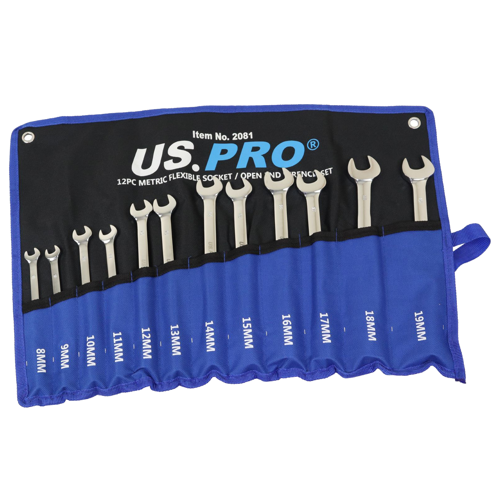 US Pro 12 Piece Metric Flexible Socket / Open End Wrench Set  2081