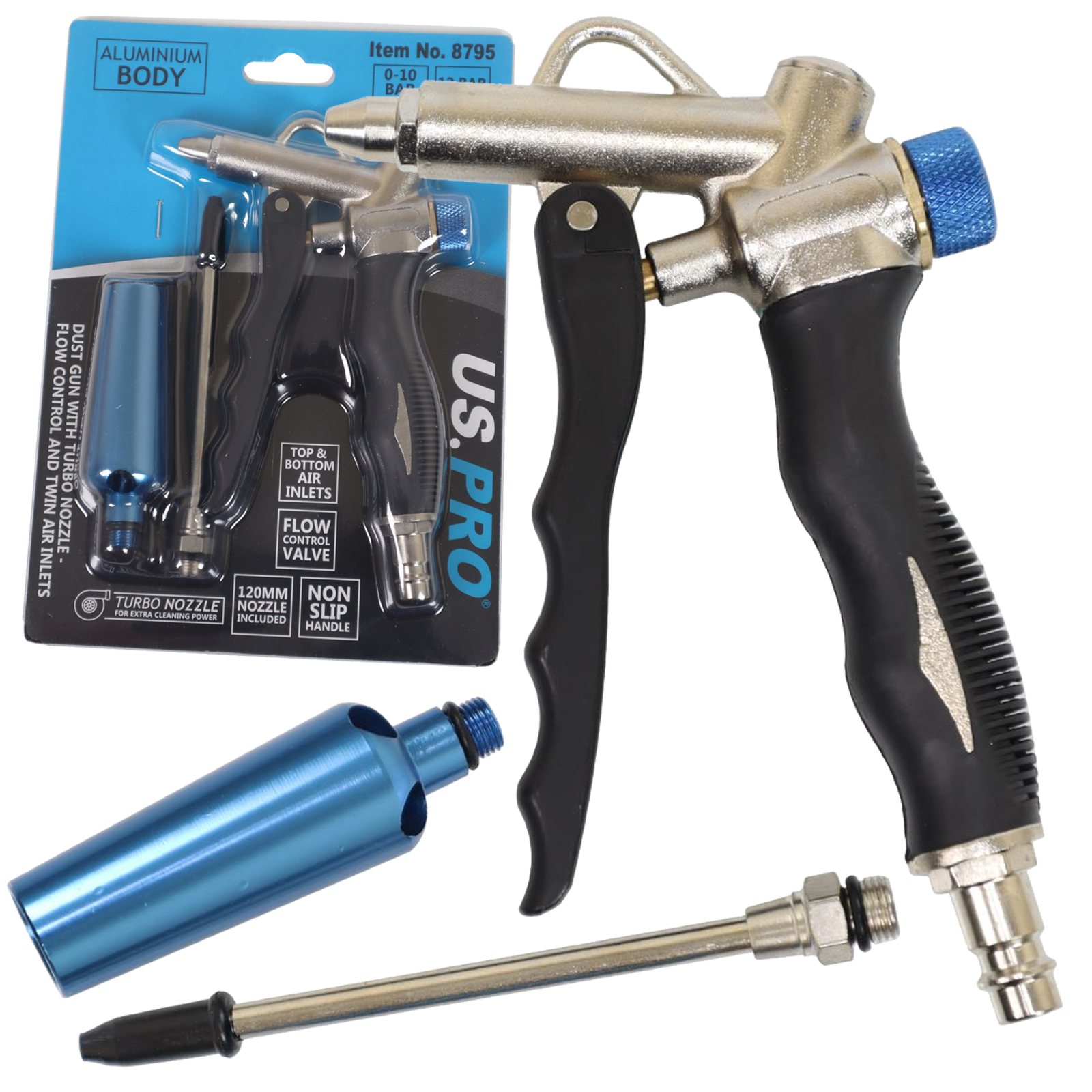 US Pro Dust Gun With Turbo Nozzle - Flow Control And Twin Air Inlets  8795