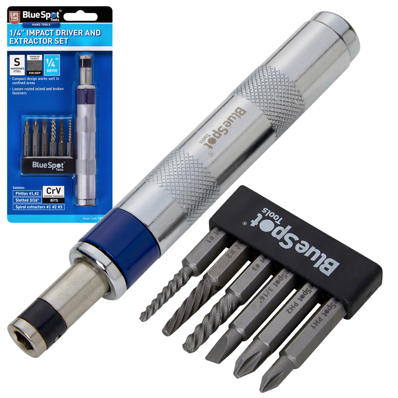 BlueSpot 1/4" Impact Driver And Extractor Set ( 12063 )