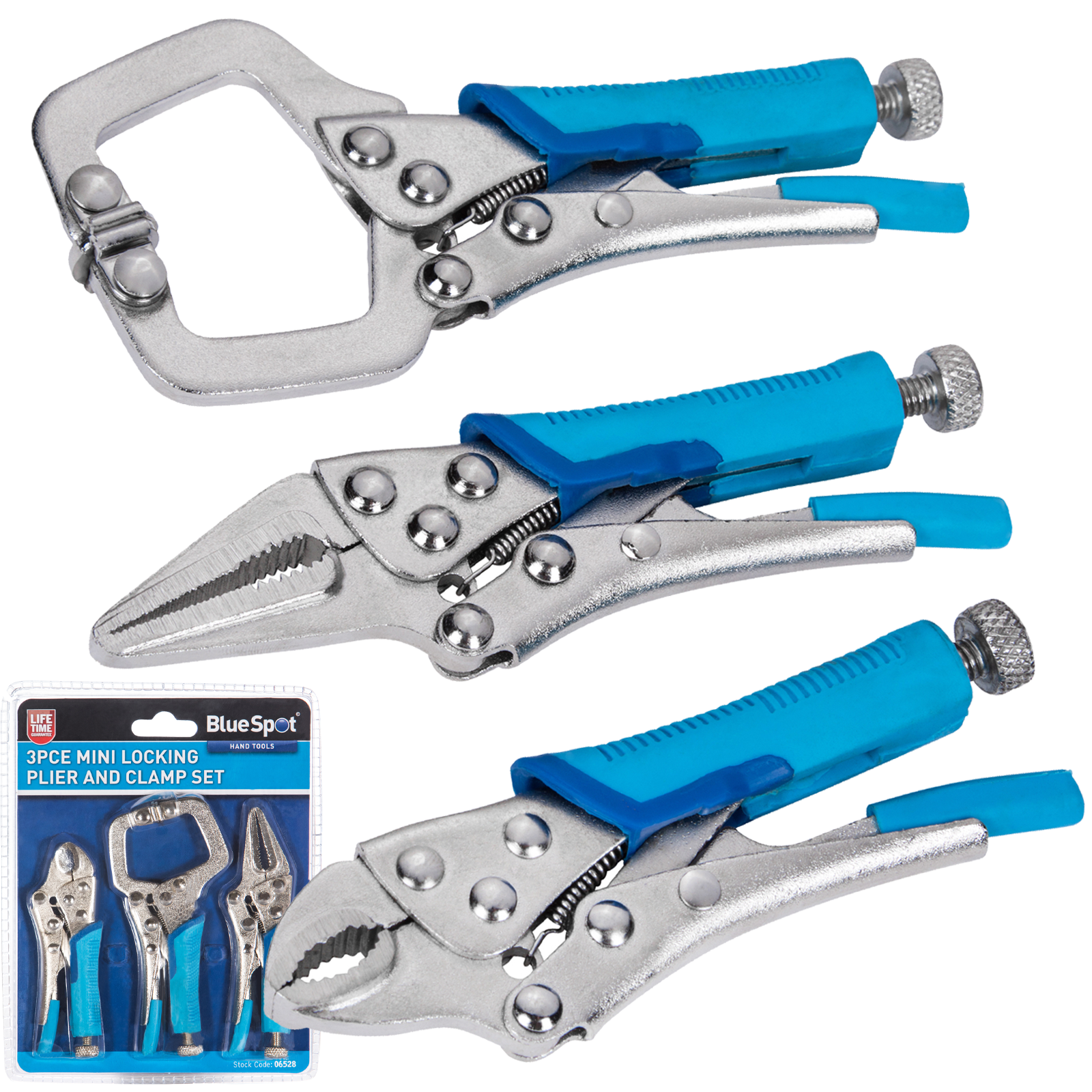 BLUESPOT 3 PCE MINI LOCKING PLIER AND CLAMP SET