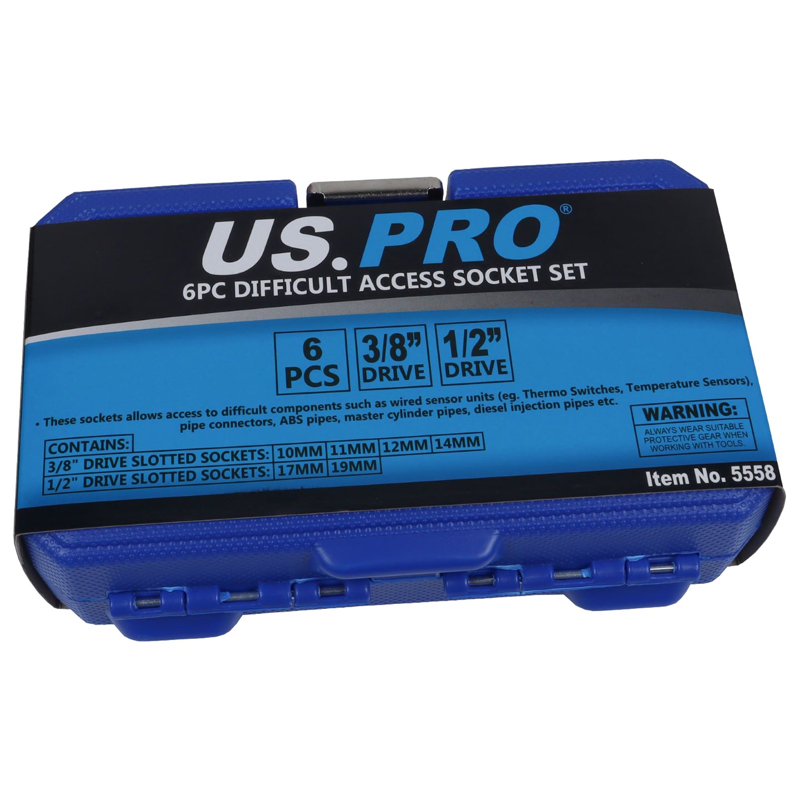 US PRO 6PC 3/8" & 1/2" DRIVE DIFFICULT ACCESS SOCKET SET ( 10MM - 19MM )