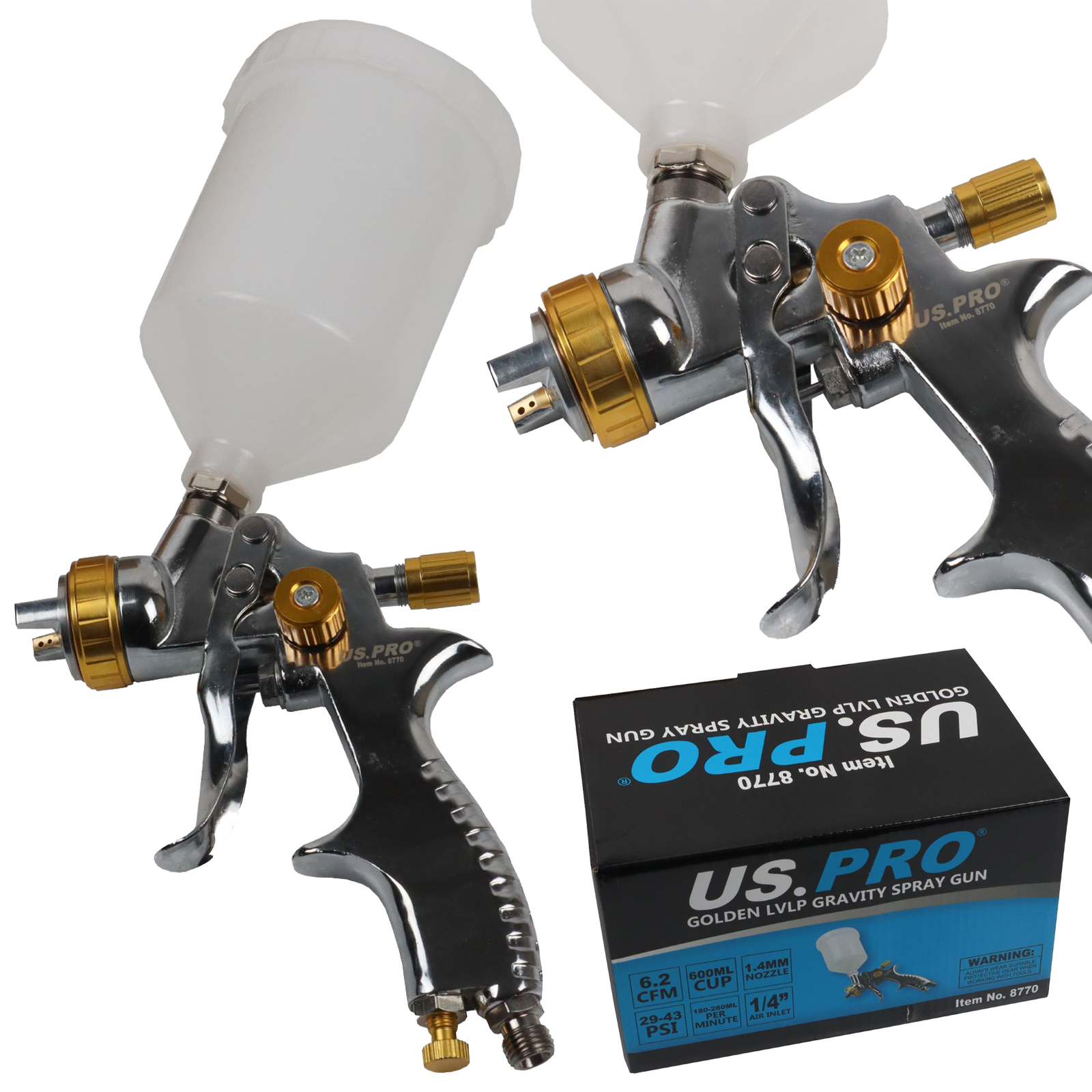 US Pro Golden Lvlp Gravity Spray Gun 600ml Cup 1.4mm Nozzle  8770