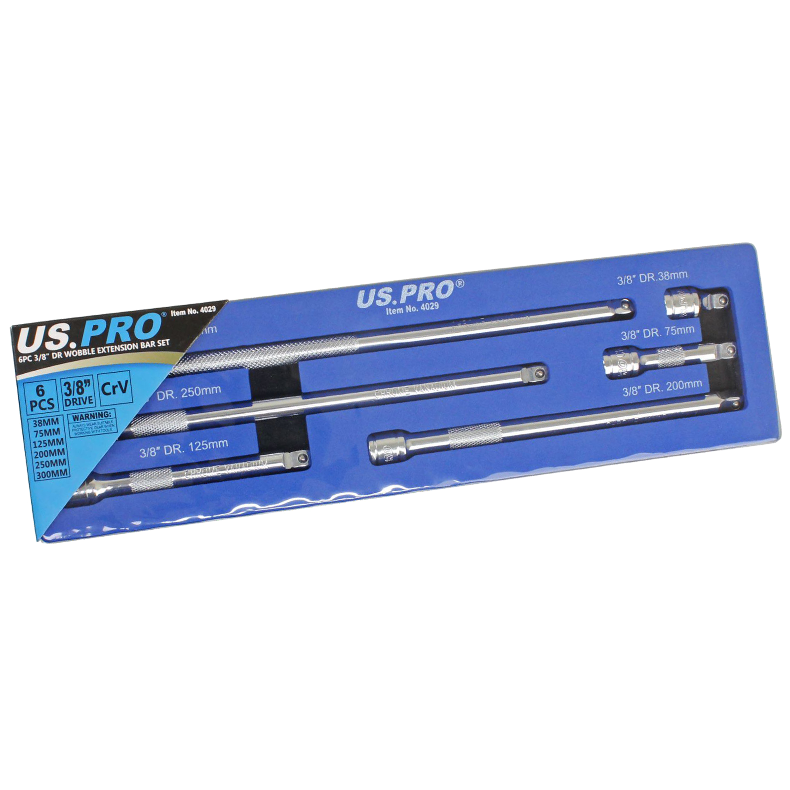 US PRO 6PC 3/8" DR WOBBLE EXTENSION BAR SET