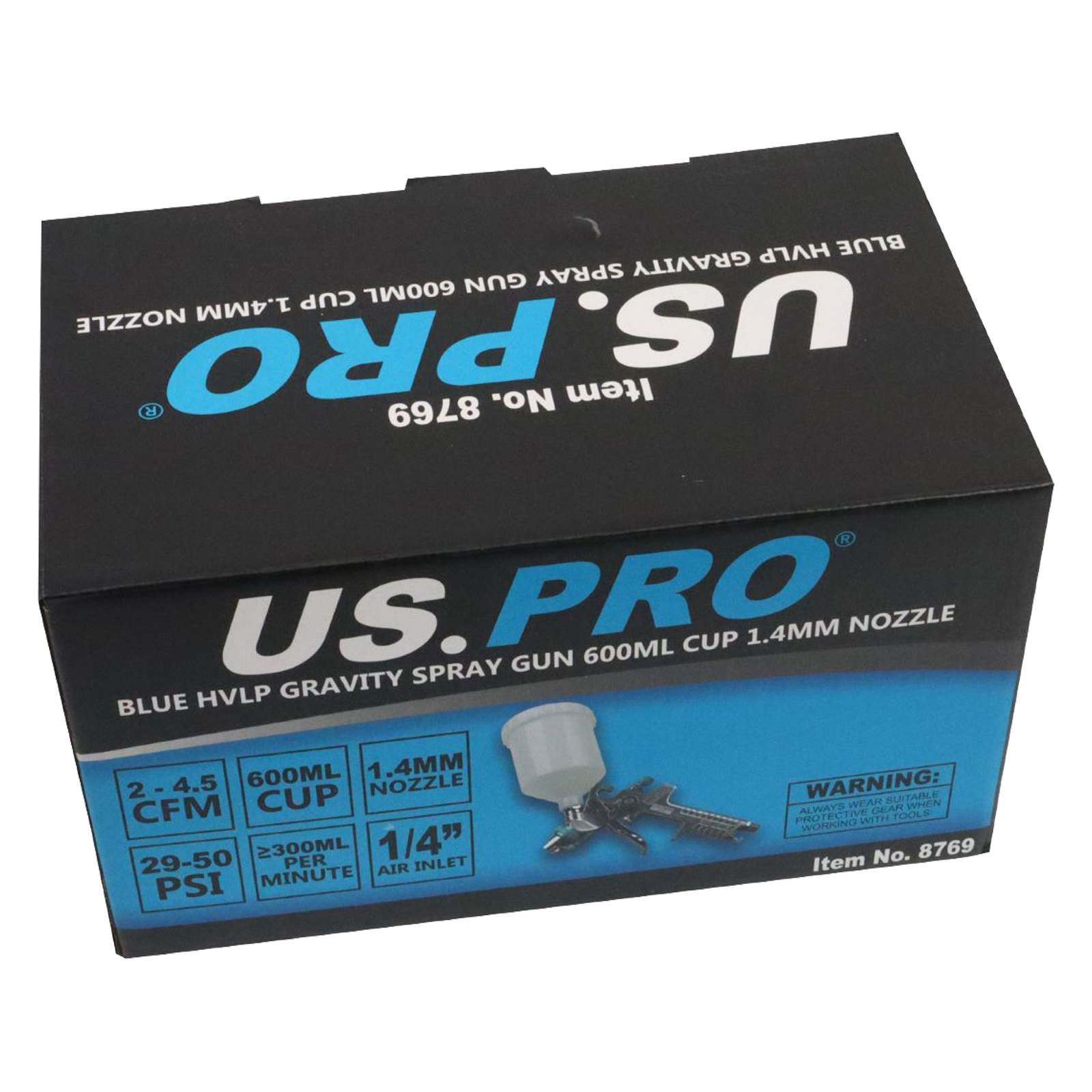 US PRO BLUE HVLP GRAVITY SPRAY GUN 600ML CUP 1.4MM NOZZLE