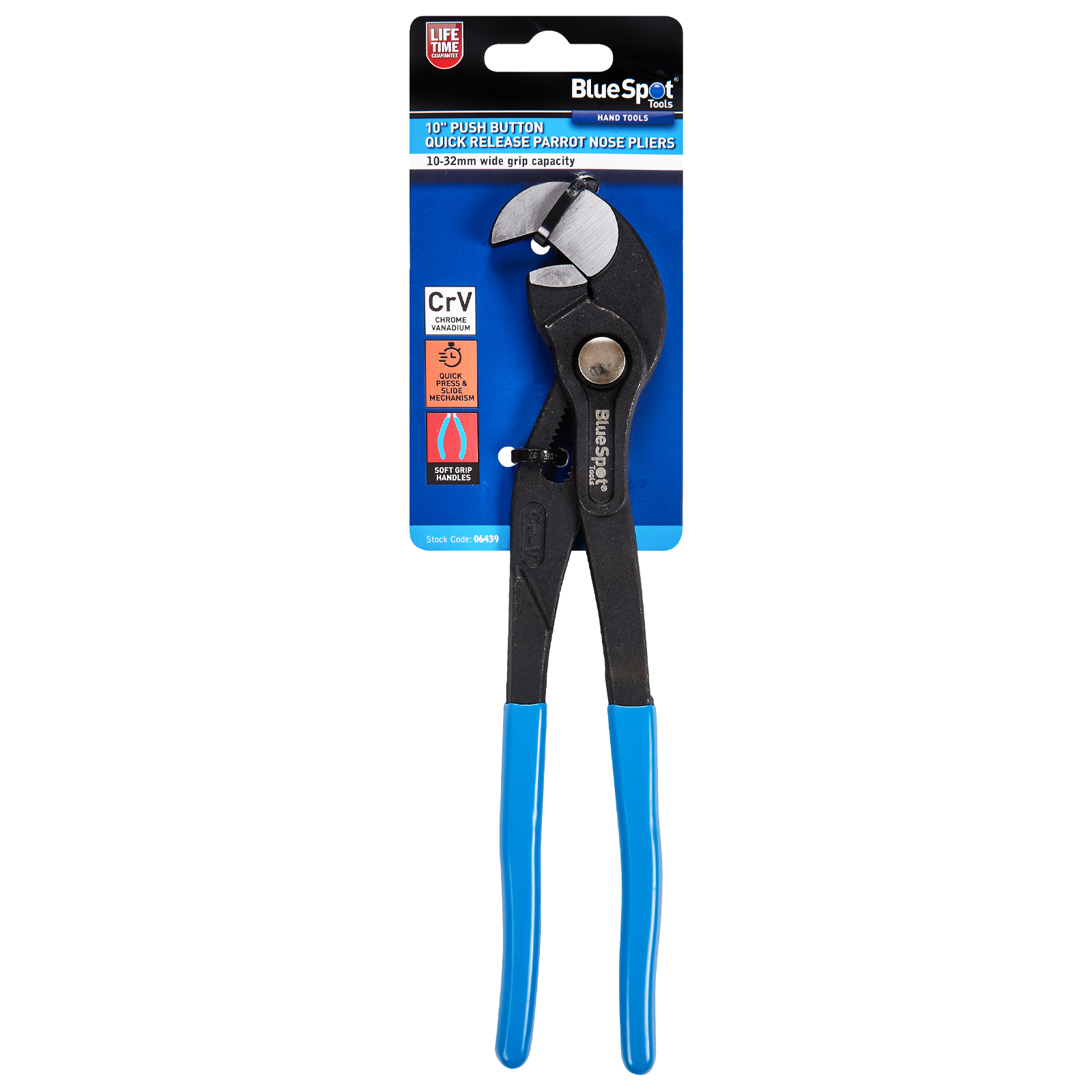 BLUESPOT 250MM (10") PUSH BUTTON QUICK RELEASE PARROT NOSE PLIERS