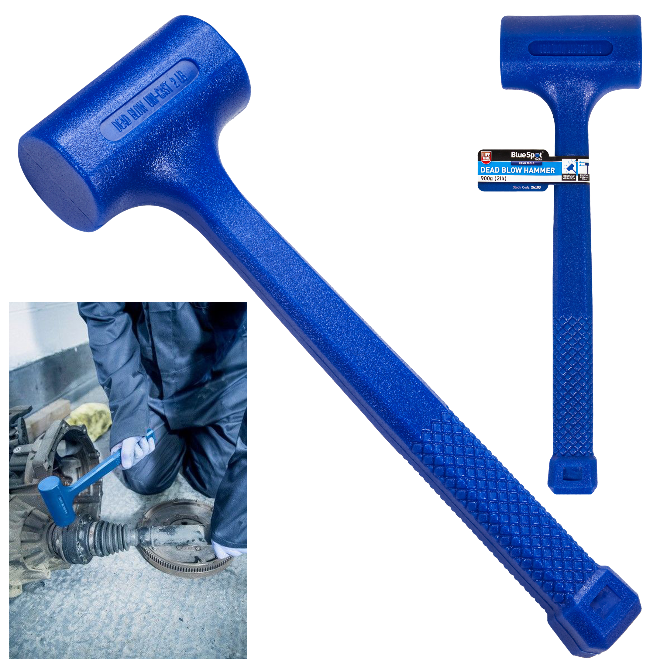 BlueSpot 900G (2Lb) Dead Blow Hammer ( 26103 )