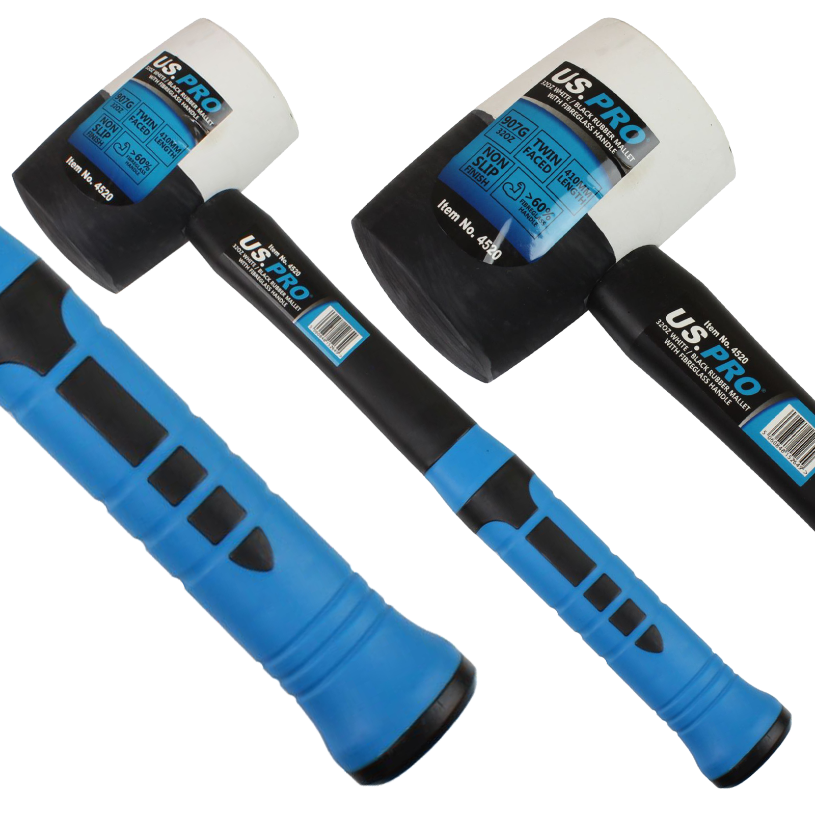 US Pro 32Oz White / Black Rubber Mallet With Fibreglass Handle  4520