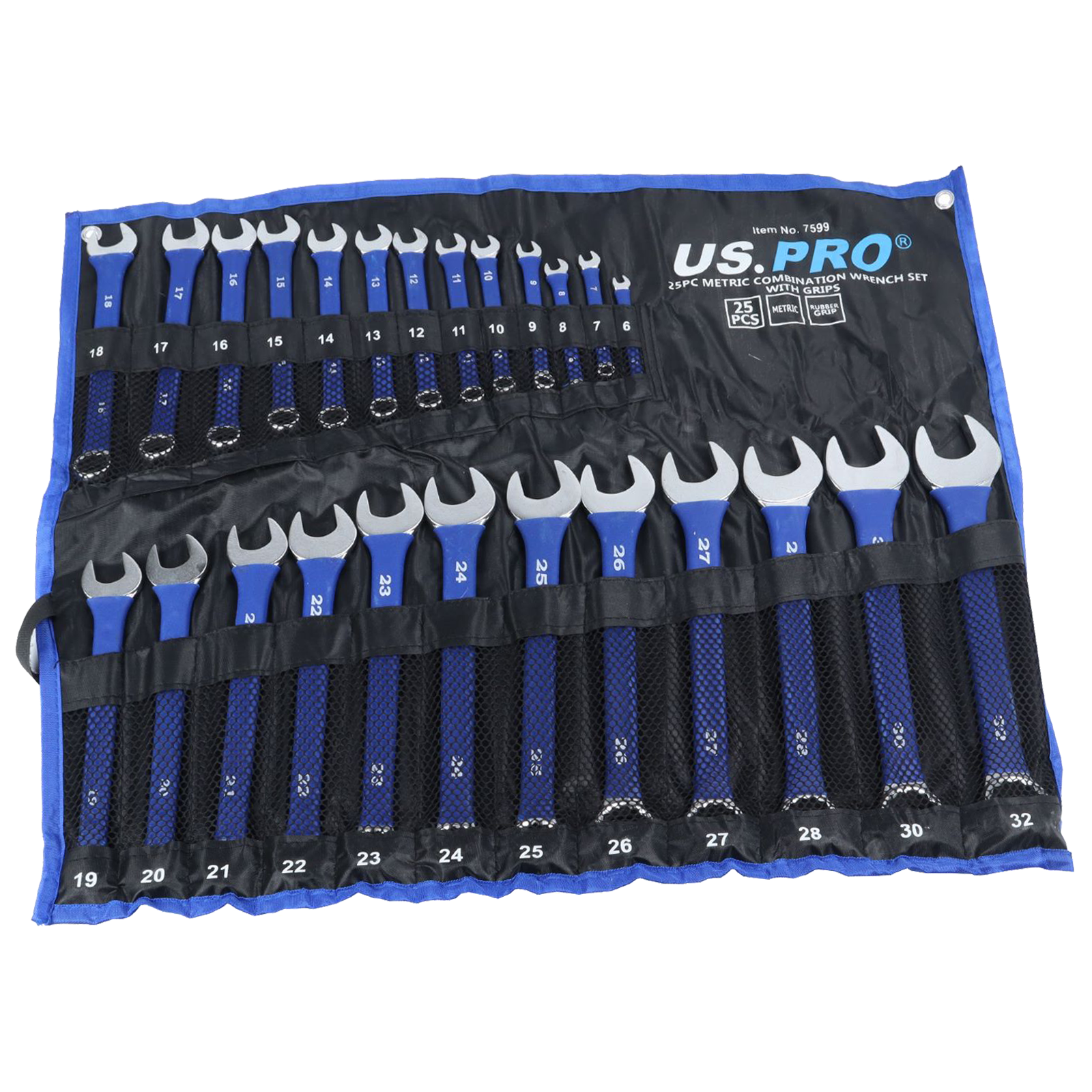 US Pro 25 Piece Metric Combination Wrench Set 6-32mm With Grips  7599