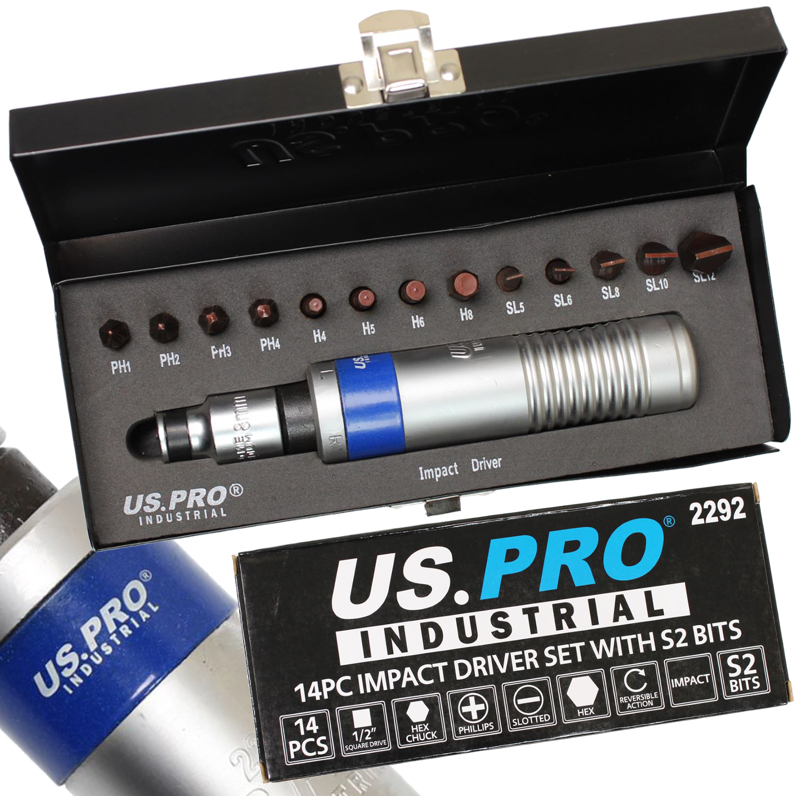 US Pro 14 Piece Impact Driver Set With S2 Bits ( 2292 )