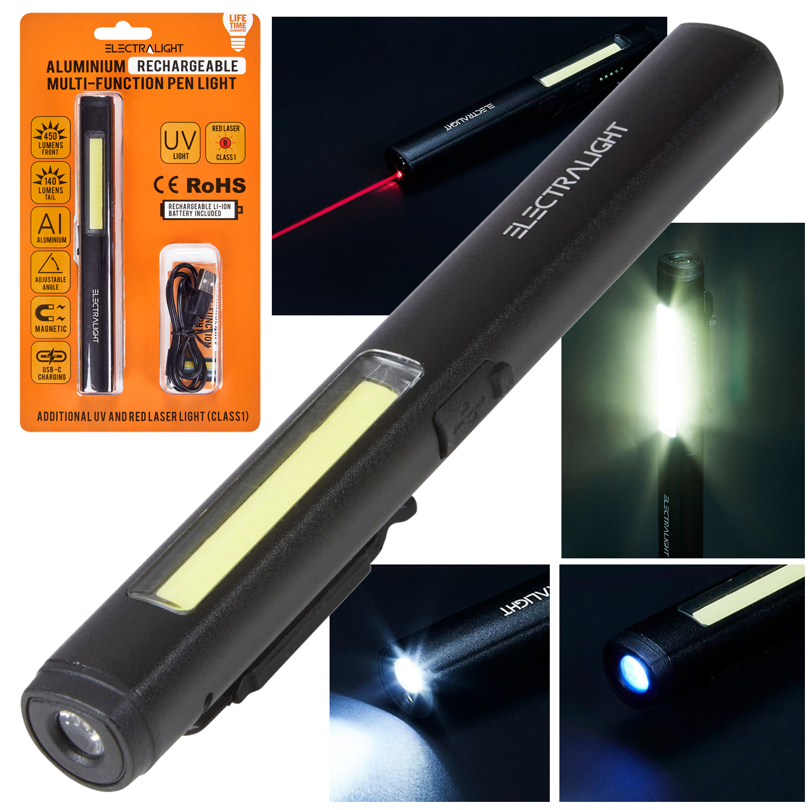 Electralight Aluminium Rechargeable Multi-Function Pen Light ( 65326 )