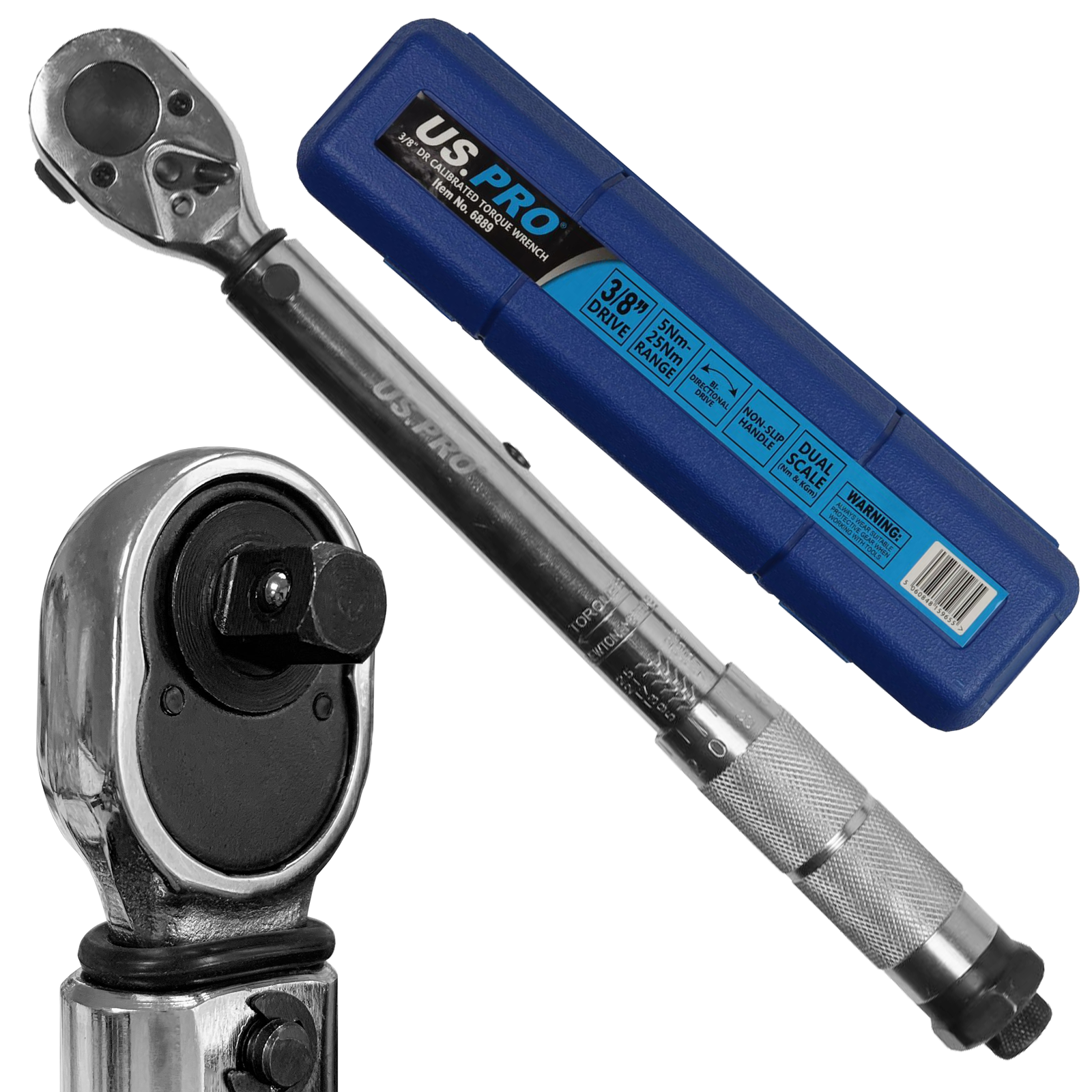 US Pro 3/8" Drive Calibrated Torque Wrench 5 - 25 Nm  6889