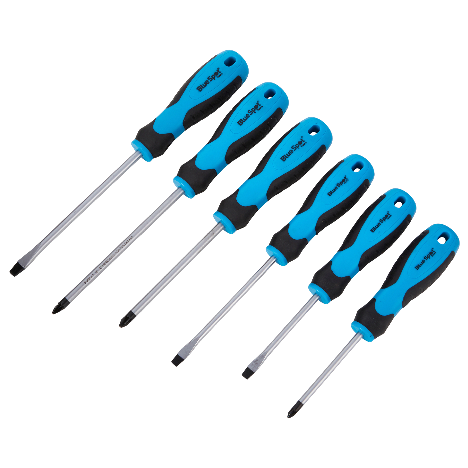 BlueSpot 6 Piece Soft Grip Screwdriver Set ( Slotteed - Pozidrive ) ( 12074 )
