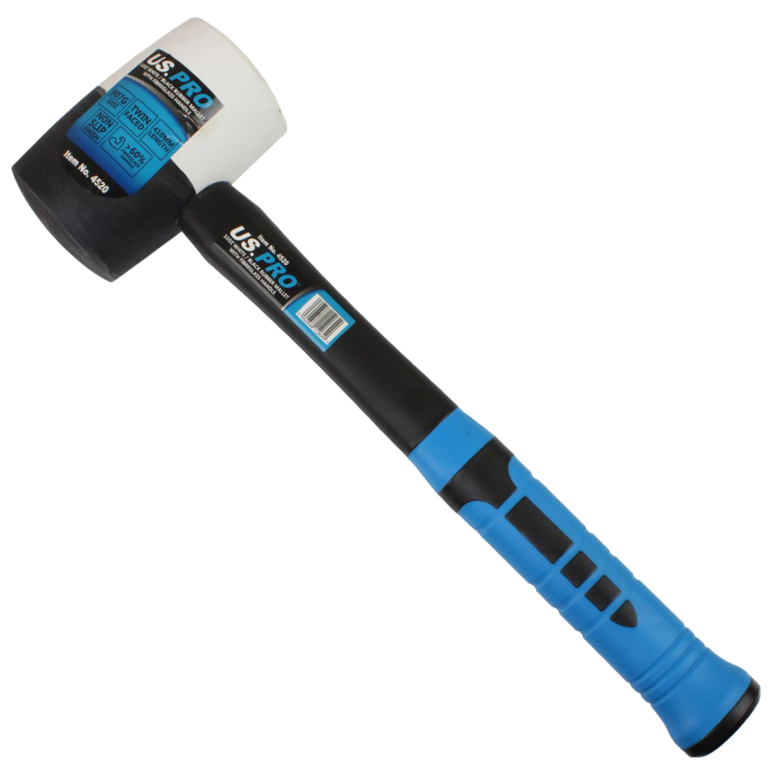 US Pro 32Oz White / Black Rubber Mallet With Fibreglass Handle  4520
