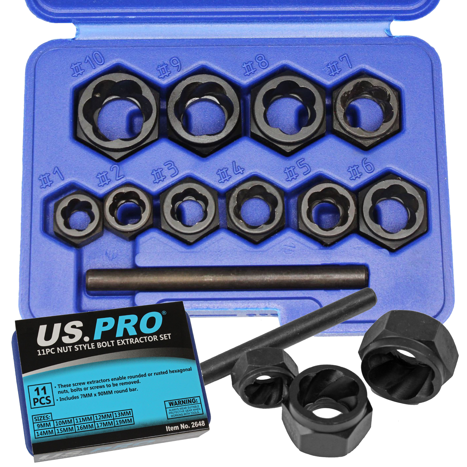 US Pro 11 Piece Impact Nut Style Bolt Extractor Set  2648