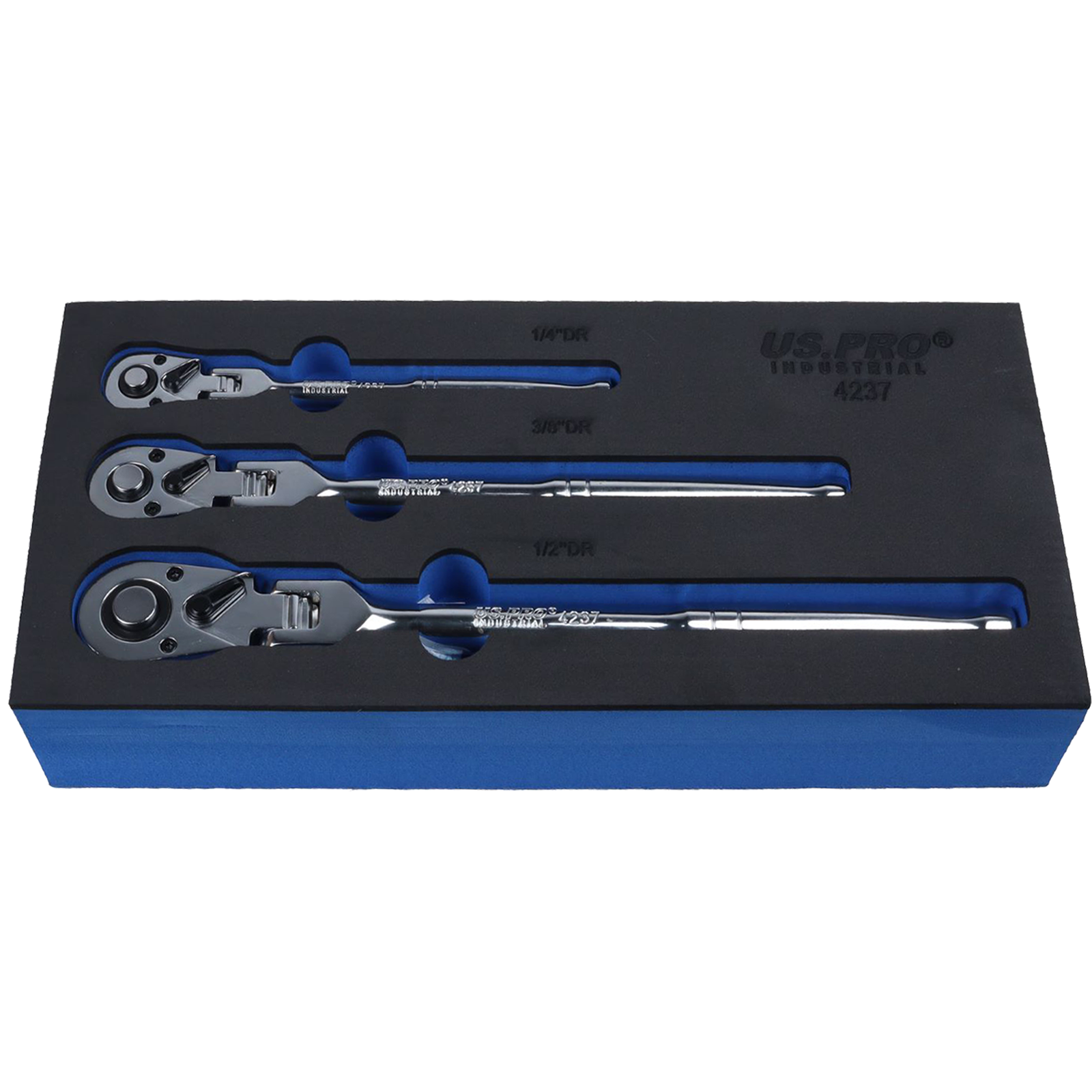 US Pro 3 Piece Flexi Head Ratchet Set 1/4" - 3/8" - 1/2" Drives   4237