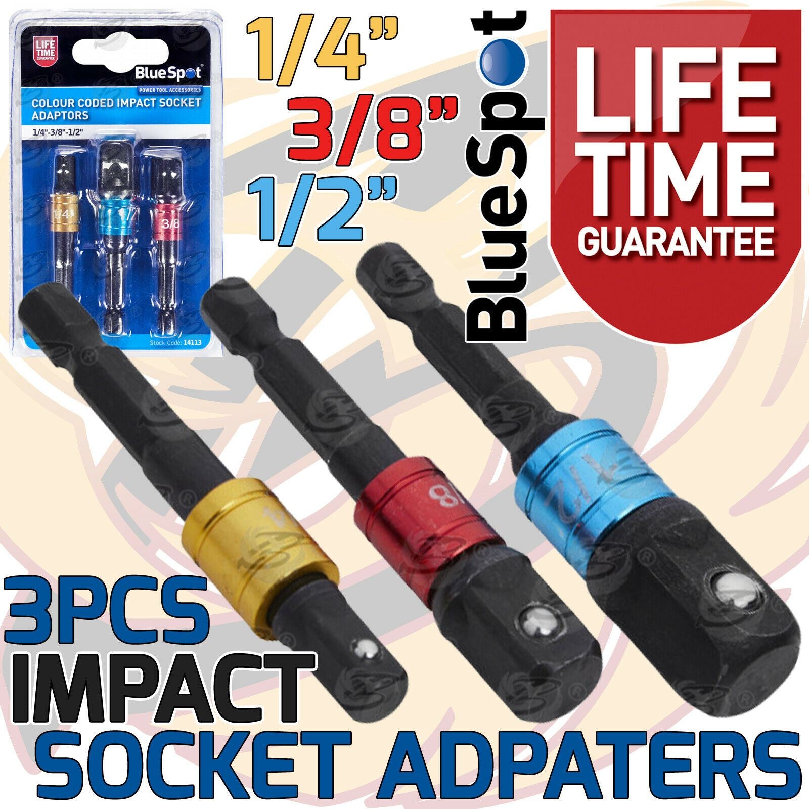 BLUESPOT 3PCS IMPACT DRILL ADAPTER