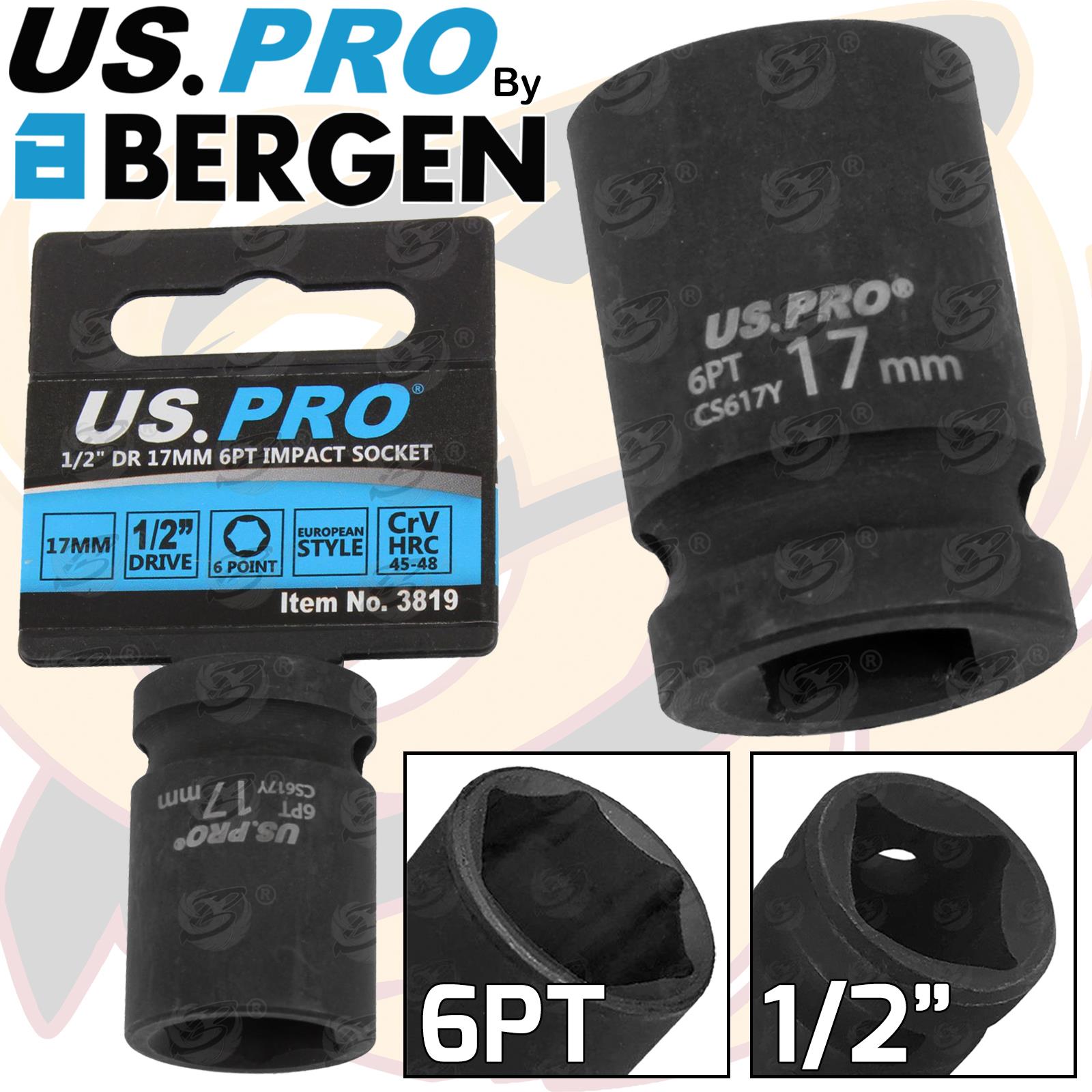 US PRO 17MM 1/2" DRIVE 6 POINT SHALLOW IMPACT SOCKET ( SINGLE )