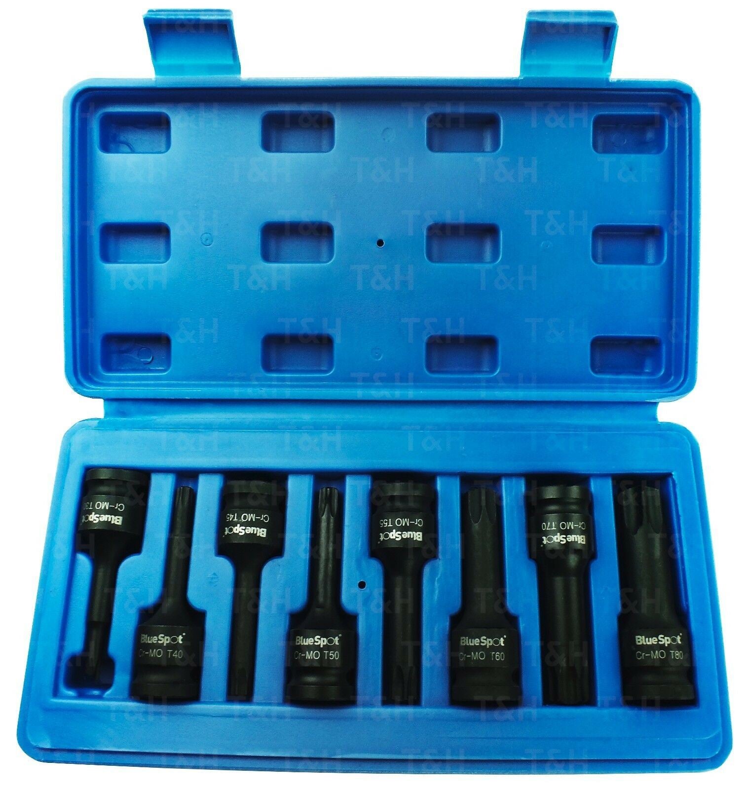 BLUESPOT 8PCS 1/2" DRIVE IMPACT TORX BIT SOCKETS T30 - T0