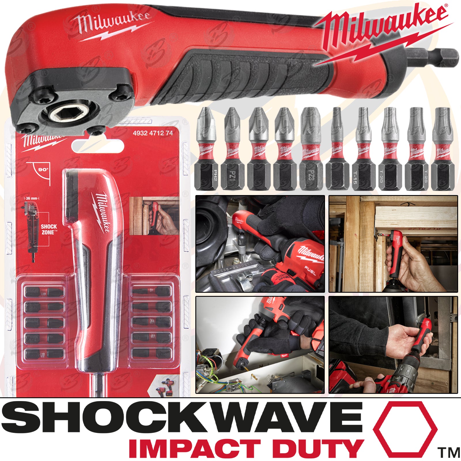 MILWAUKEE RIGHT ANGLE DRILL IMPACT DRILL / DRIVER ATTACHMENT ( SHOCKWAVE IMPACT DUTY )
