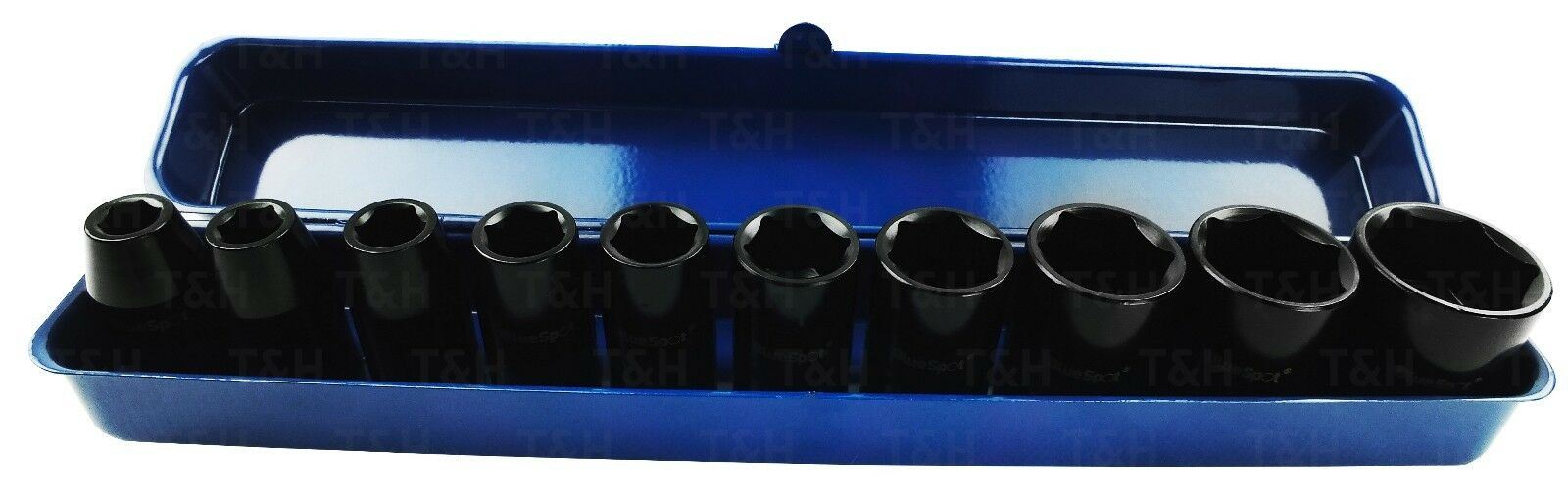 BLUESPOT 10PCS 1/2" DRIVE 6 POINT SHALLOW IMPACT SOCKETS 9MM - 27MM