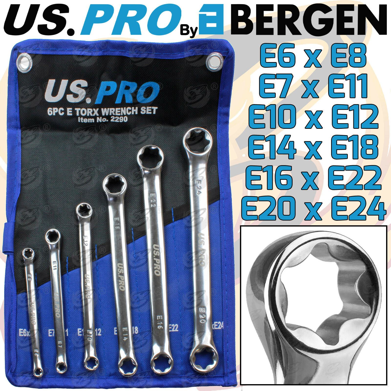 US PRO 6PCS E TORX SPANNERS E6 - E24