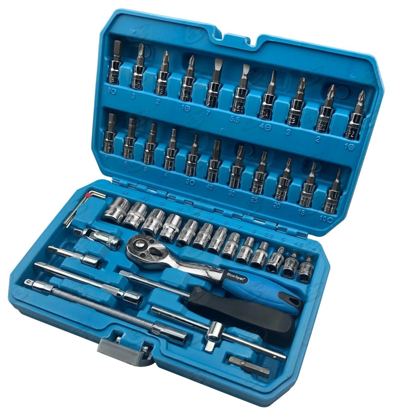 BLUESPOT 46PCS 1/4" DRIVE SOCKET & BIT SET 4MM - 14MM