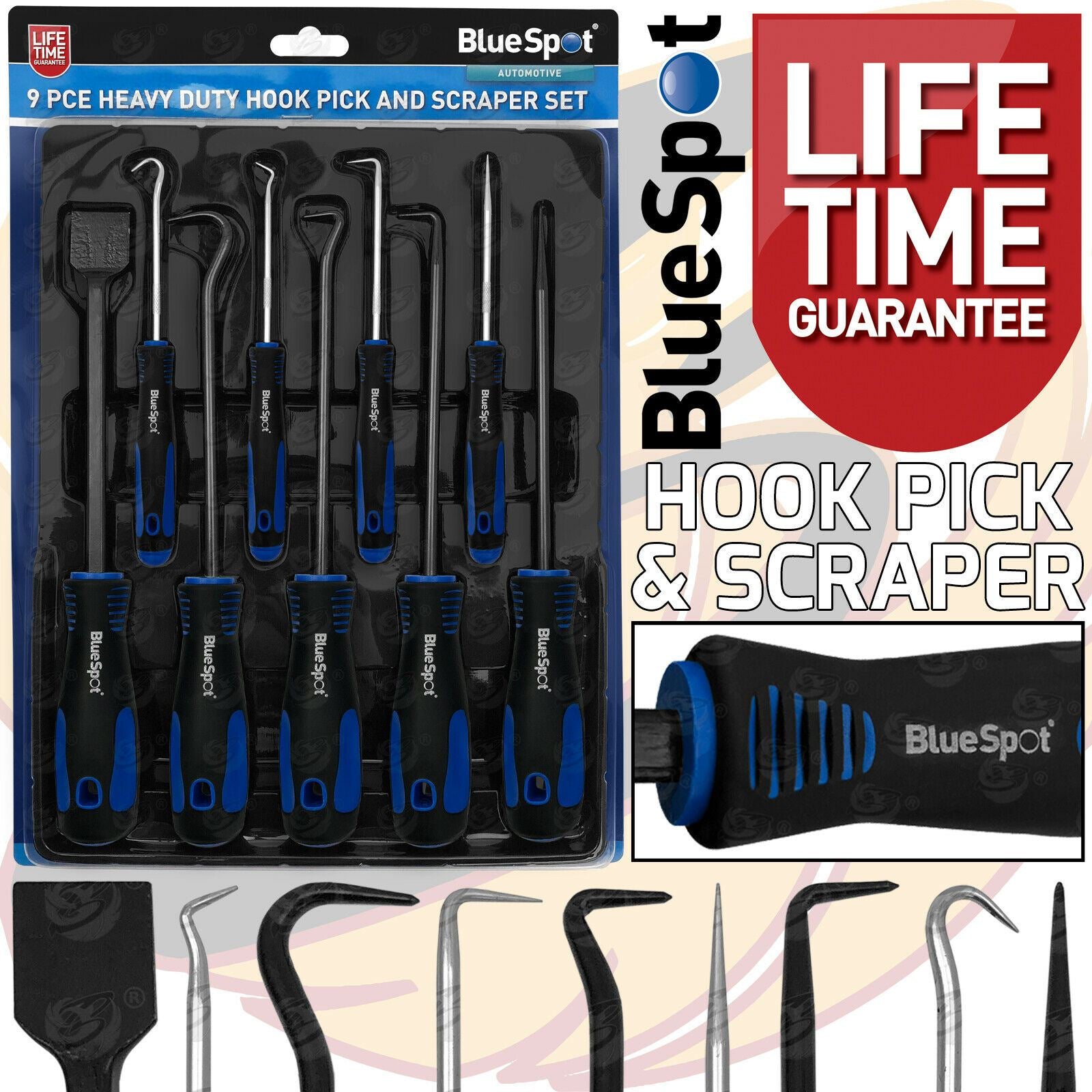 BLUESPOT 9PCS HOOK, PICK & SCRAPER SET
