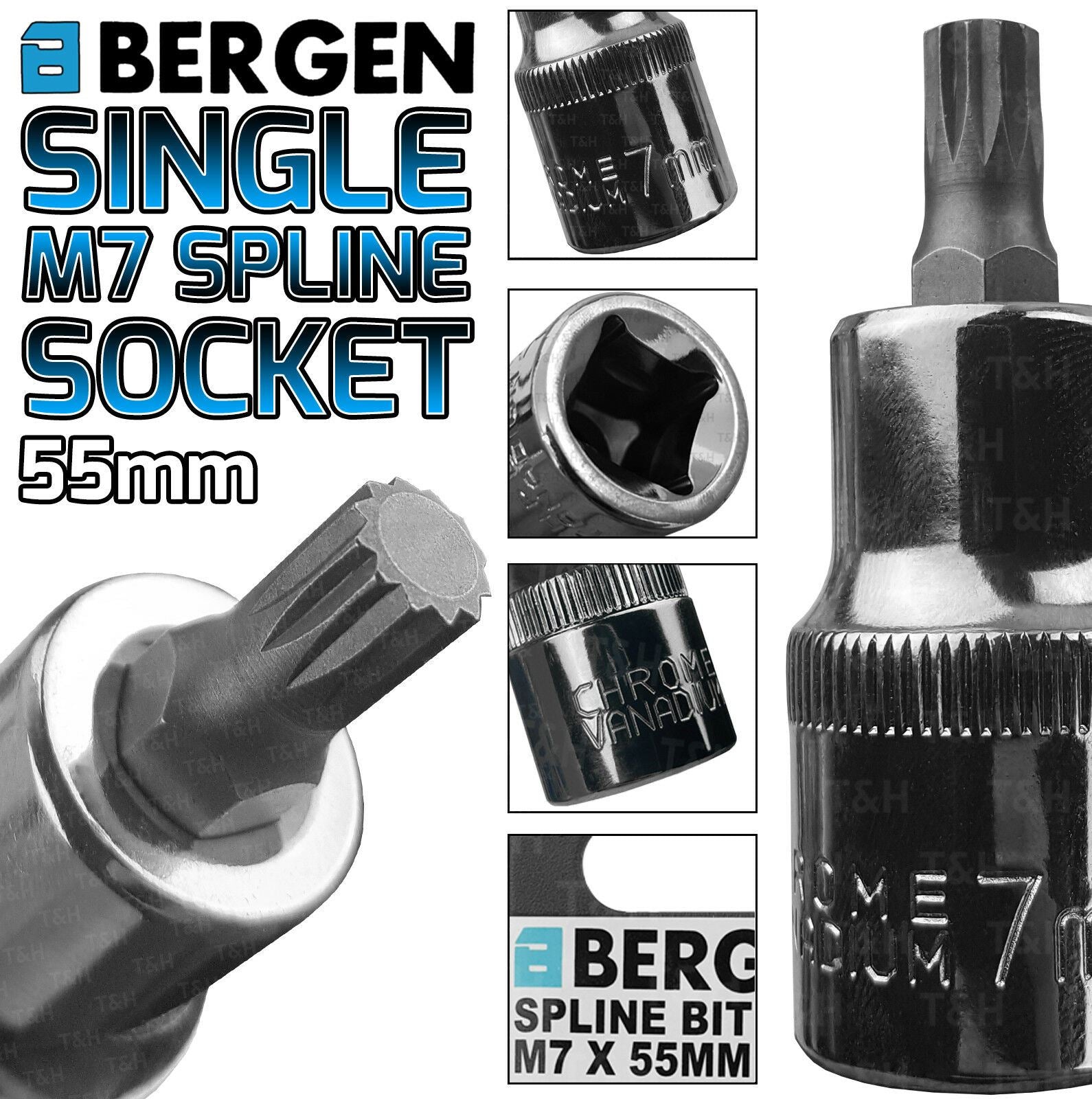 US PRO M7 1/2" DRIVE 55MM LONG SPLINE BIT SOCKET ( SINGLE )