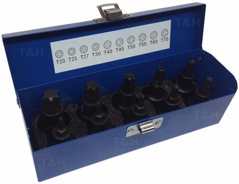 US PRO 10PCS 1/2" DRIVE IMPACT TORX BIT SOCKETS T20 - T70