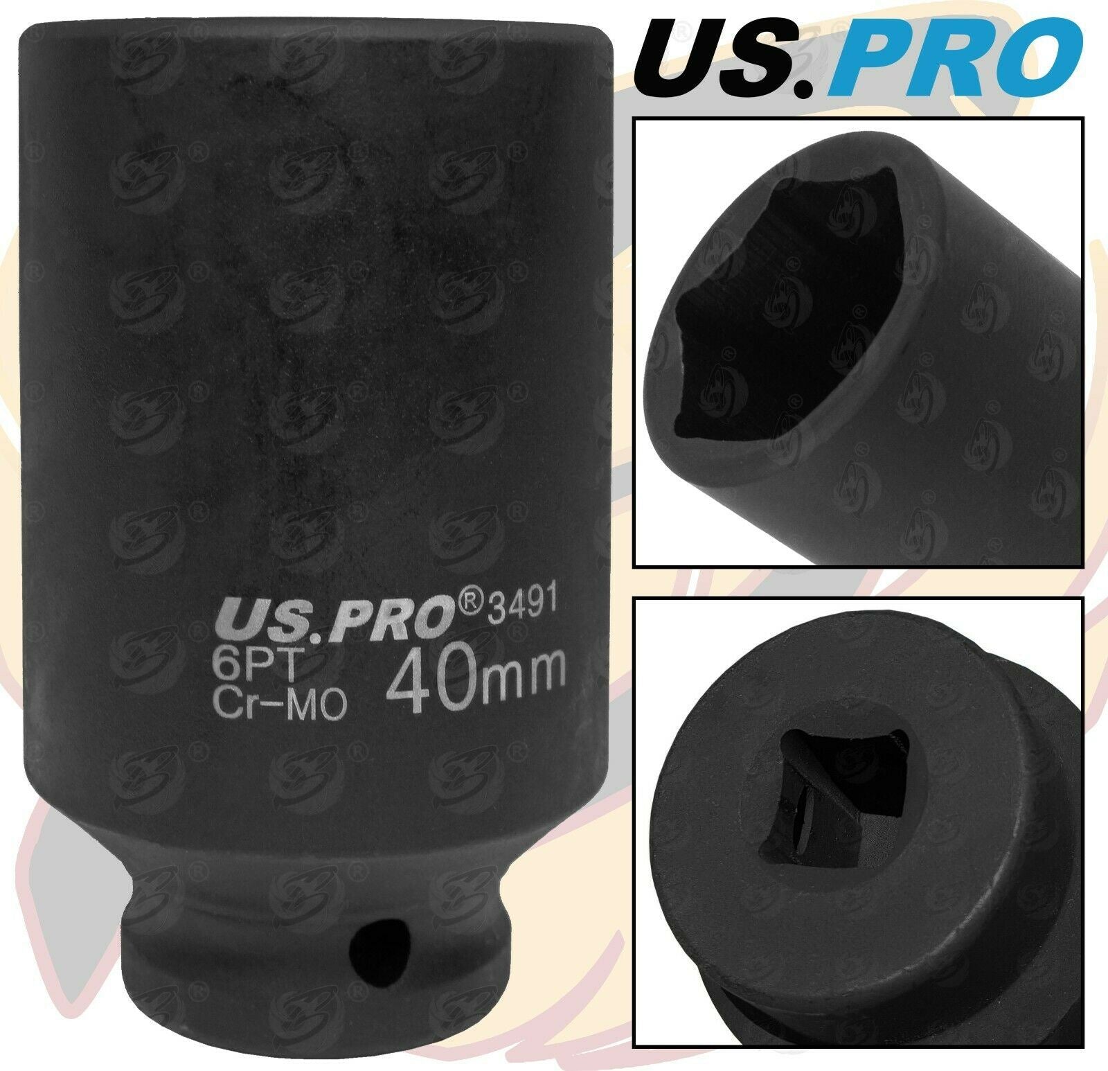 US PRO 40MM 1/2" DRIVE 6 POINT DEEP IMPACT SOCKET ( SINGLE )