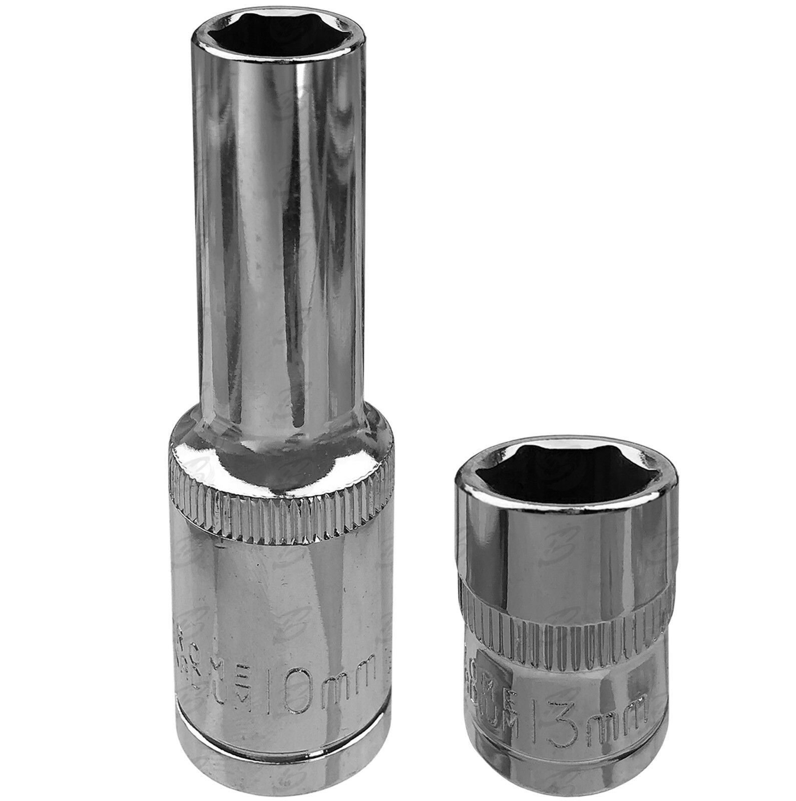 US PRO 12PCS 1/4" & 3/8" & 1/2" DRIVE 10MM & 13MM DEEP & SHALLOW 6 POINT SOCKETS