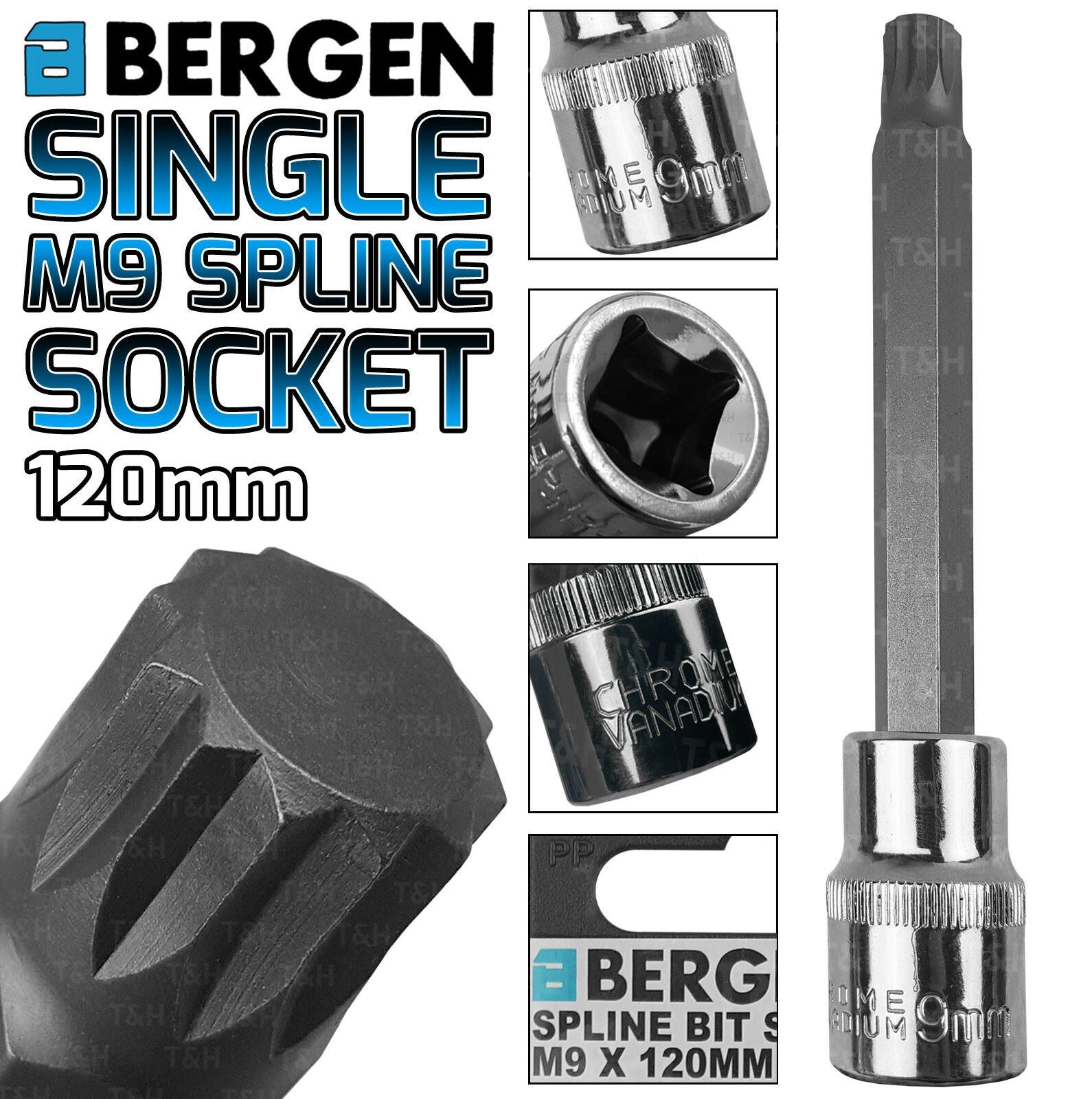 US PRO M9 1/2" DRIVE 120MM LONG SPLINE BIT SOCKET ( SINGLE )