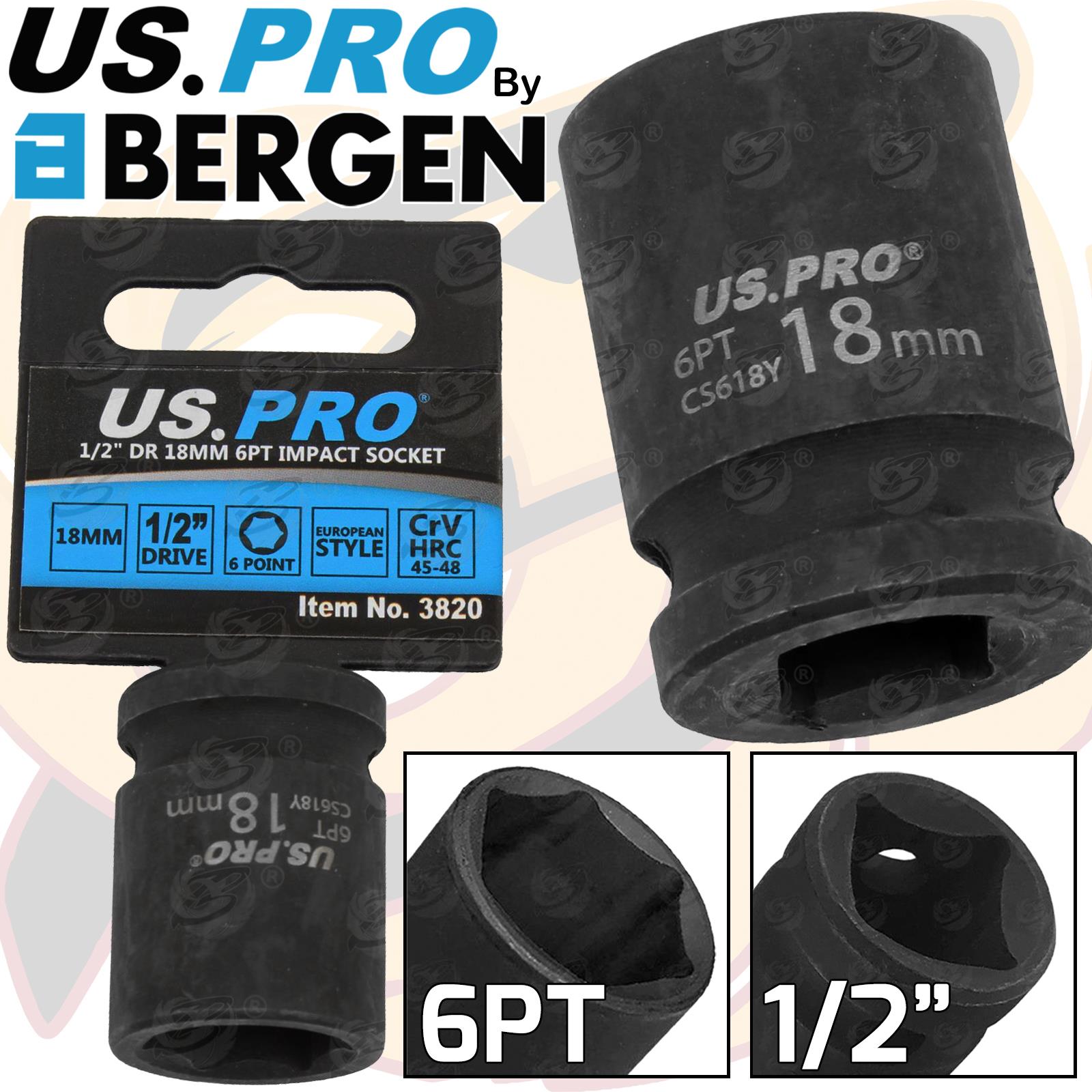 US PRO 18MM 1/2" DRIVE 6 POINT SHALLOW IMPACT SOCKET ( SINGLE )